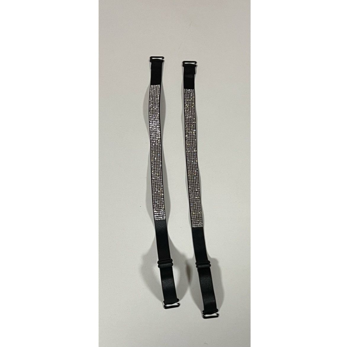 Vintage Black Diamond Bra Straps Hosiery Lingerie Matching Pair Set💎 Size ONE SIZE - 1 Thumbnail