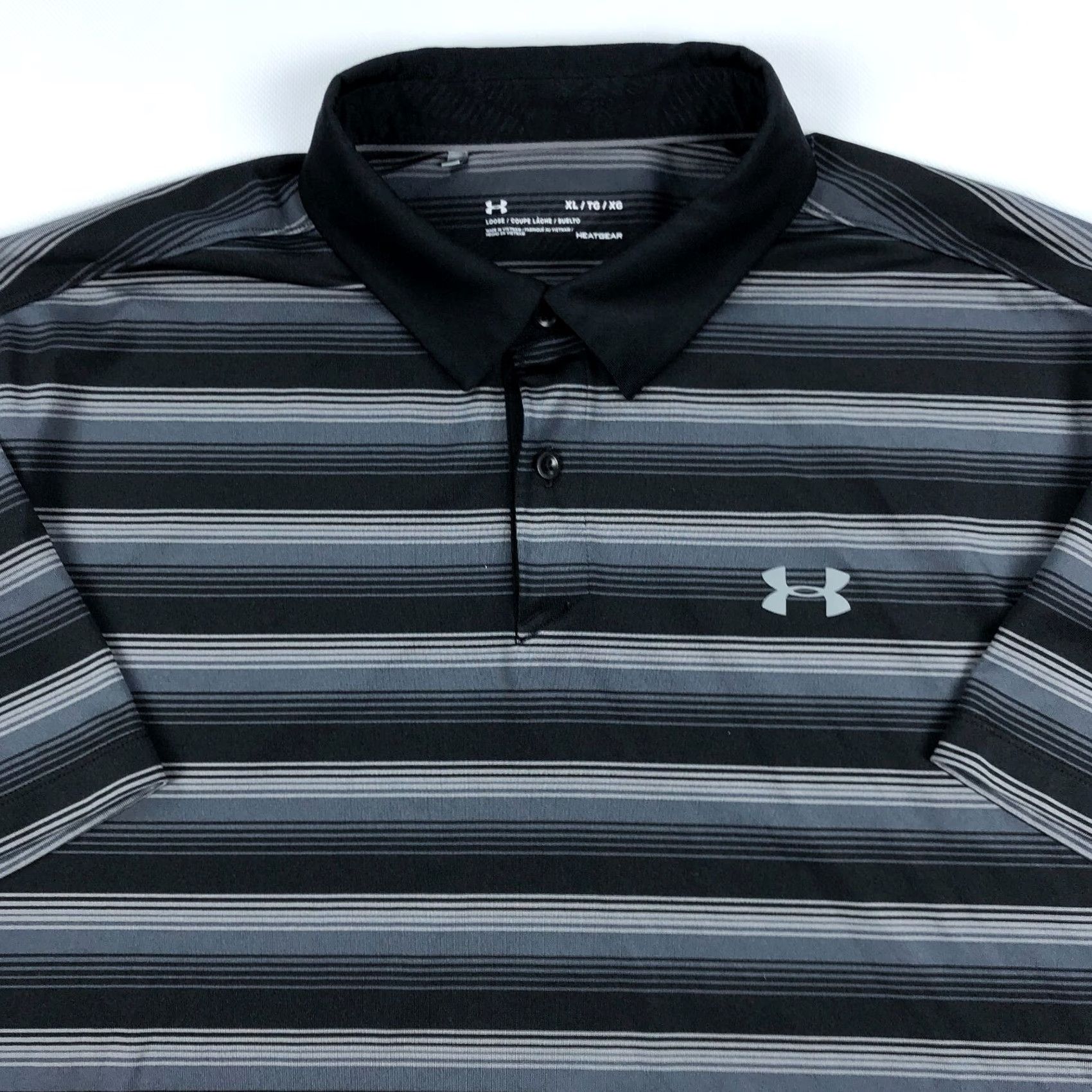 Under Armour Under Armour Polo Shirt Mens XL Performance Golf Striped CoolSwitch Shirt Slim Fit Casual Mens XL Gray Polo Shirt Size US XL / EU 56 / 4 - 2 Thumbnail