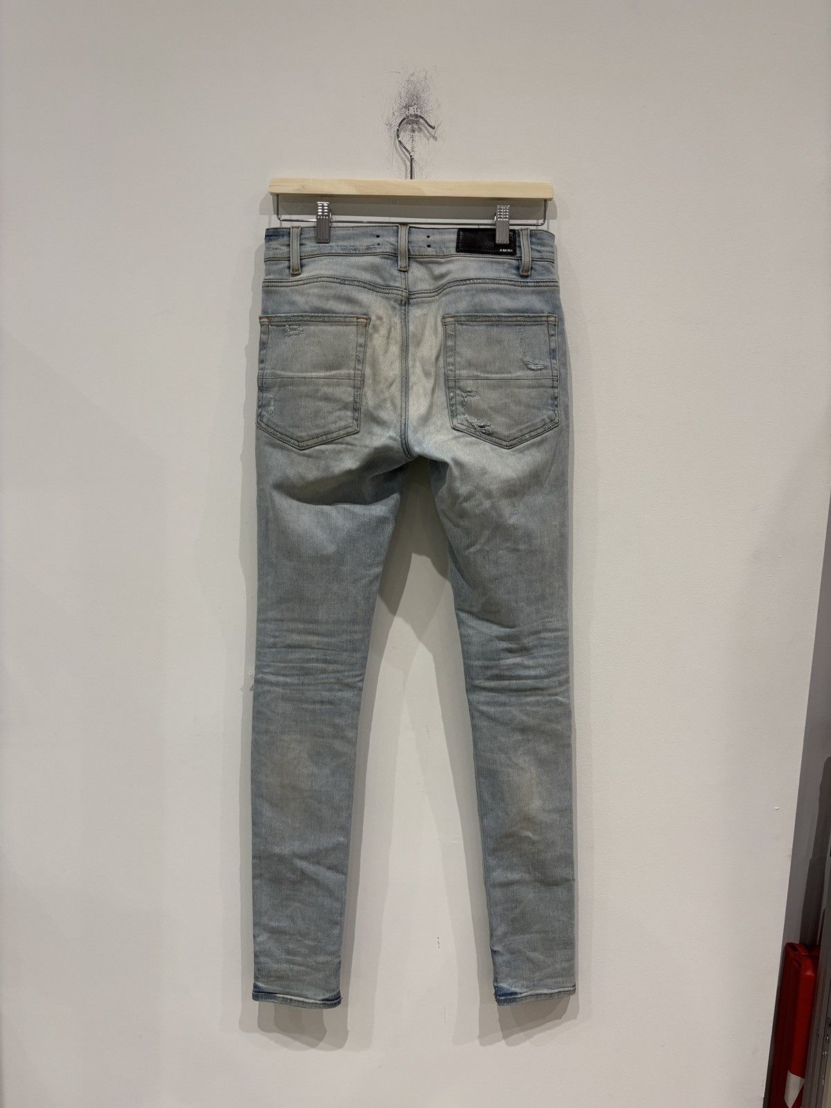 Amiri Amiri MX1 Distressed Bandana Jeans Blue Size: 29 Size US 29 - 3 Thumbnail