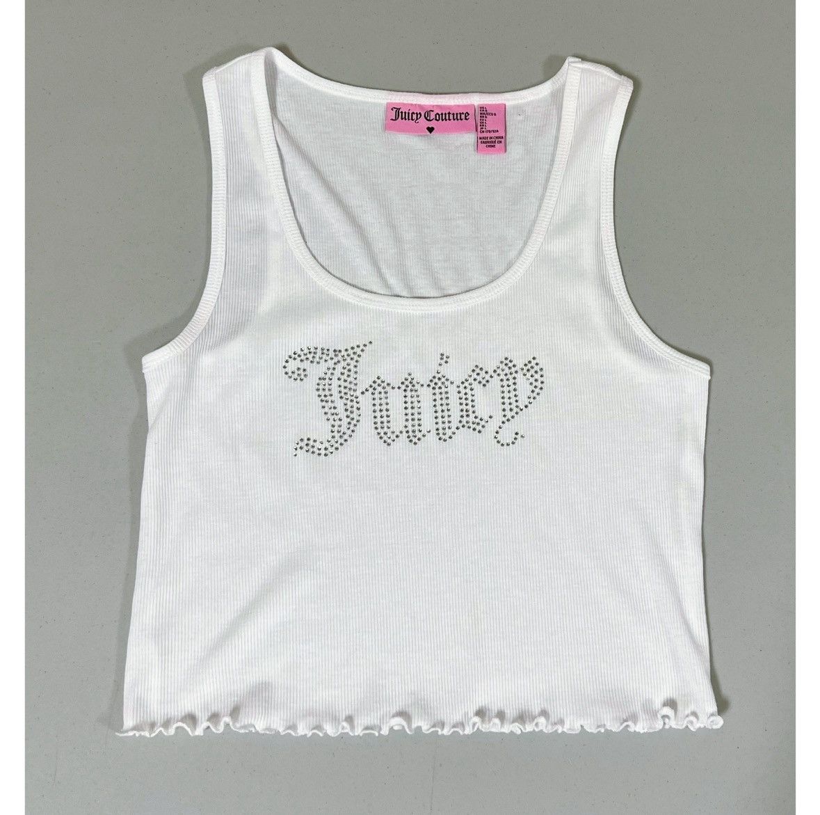 Juicy Couture Juicy Couture White Diamond Graphic Tank Top Shirt Size L 💎 Size L / US 10 / IT 46 - 1 Thumbnail
