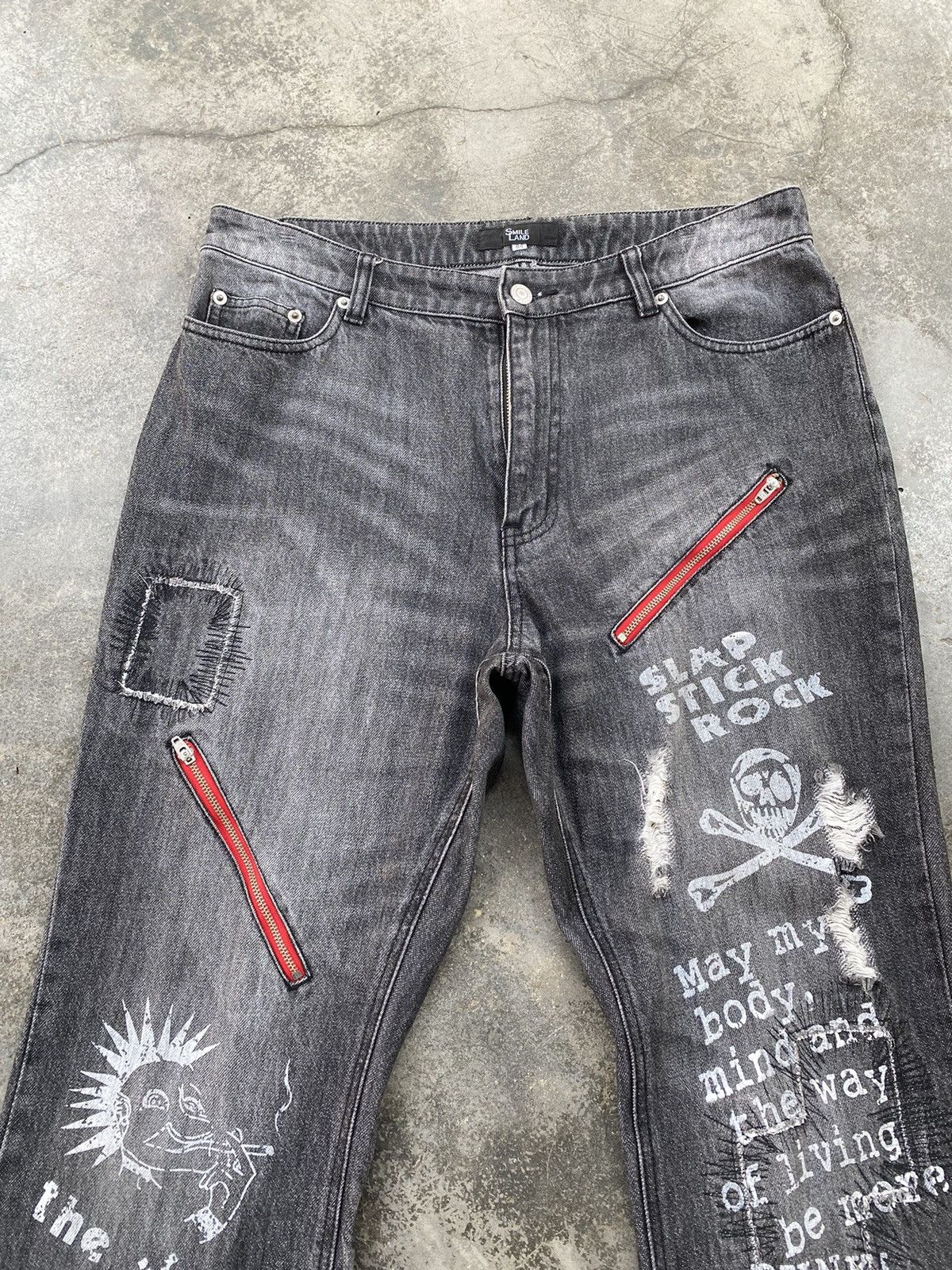 Vintage Vintage Smile Land Zipper Punk Distressed Denim Pants Size US 34 / EU 50 - 9 Thumbnail