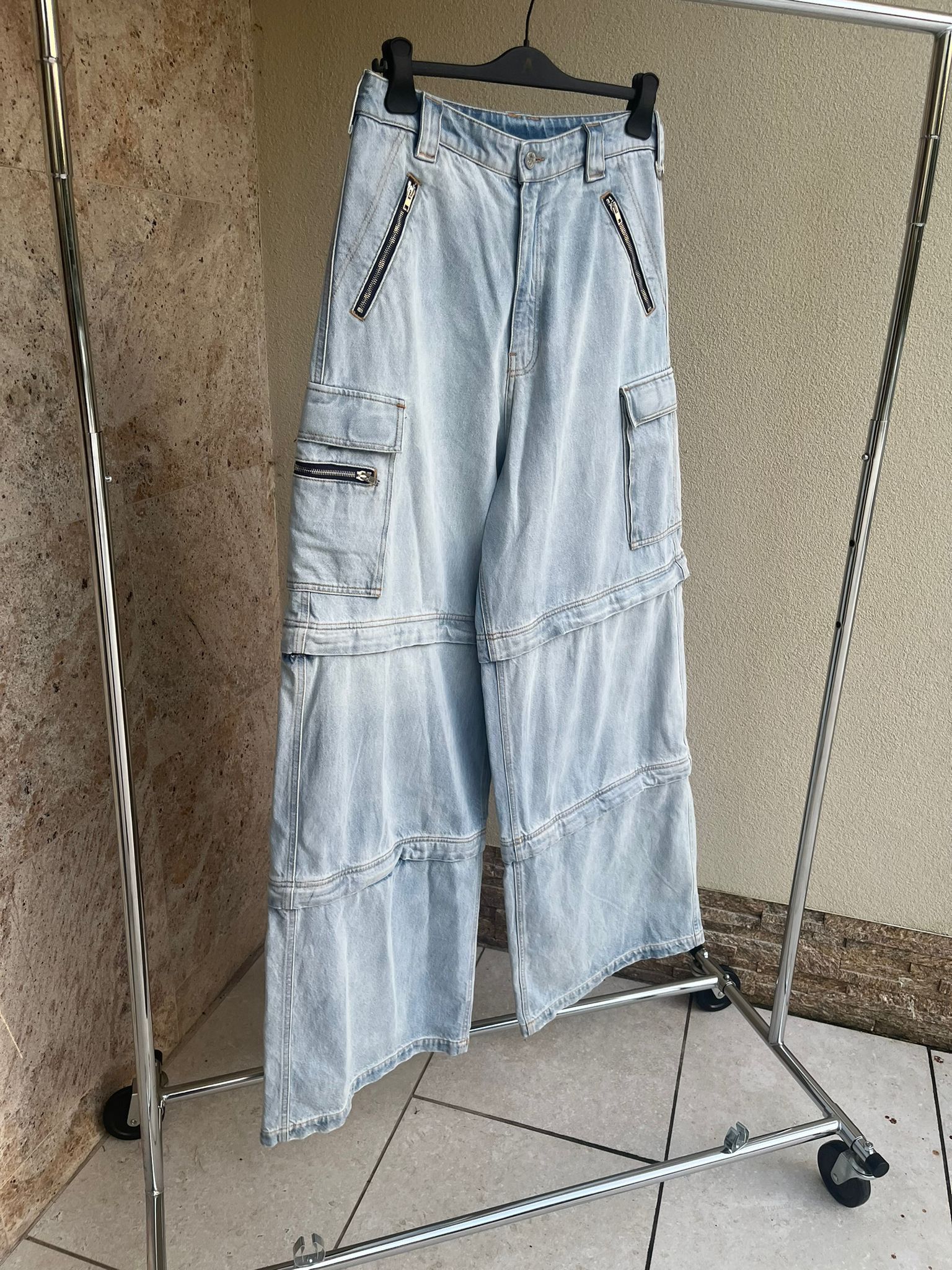 Vetements Triple Zip Baggy Jeans in Denim Light Blue Size US 30 / EU 46 - 7 Thumbnail