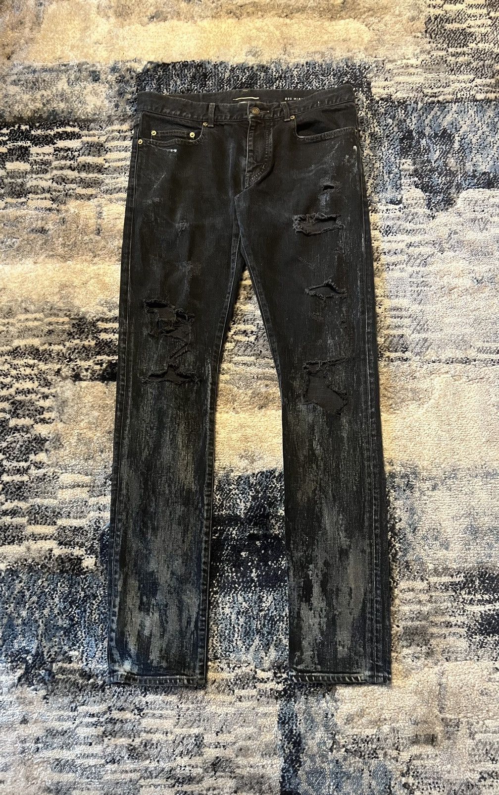 Saint Laurent Paris Hedi Saint Laurent Paris Oil Spill Crash Denim Size US 32 / EU 48 - 1 Thumbnail