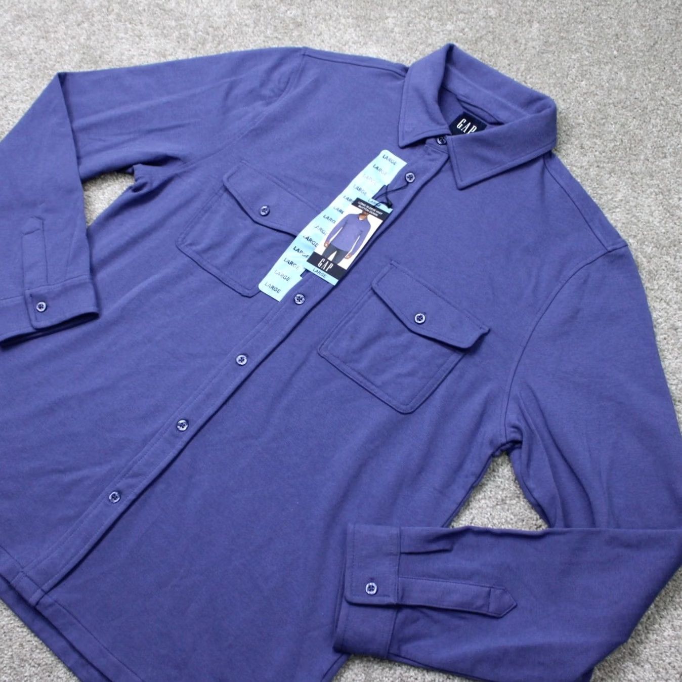 Gap Gap Shirt Mens Large Button-Down Knit Blue NWT Stretch Regular Size Shirt Size US L / EU 52-54 / 3 - 3 Thumbnail