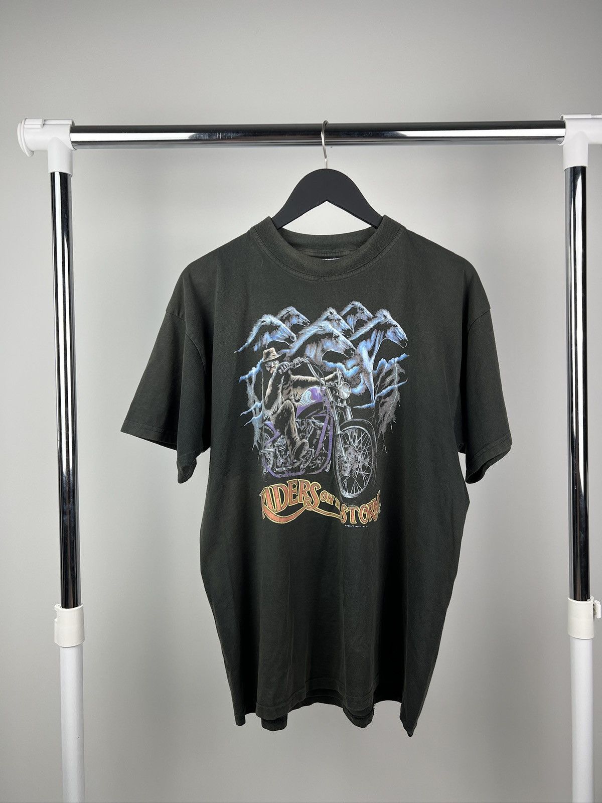 Band Tees The Doors Riders on the Storm 90s Faded Black Rare Tshirt Size US L / EU 52-54 / 3 - 1 Thumbnail