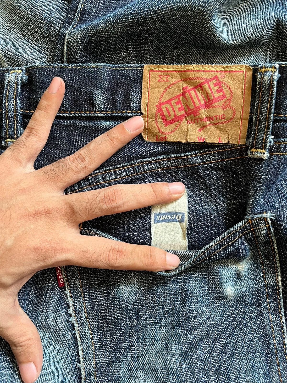 Denime Vintage Japanese Denime Selvedge Blue Wash Loose Jeans Size US 31 - 12 Thumbnail