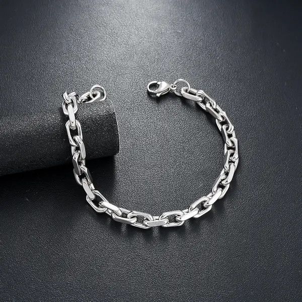 Jewelry Silver Chain Link Bracelet, Men's Stainless Steel Jewelry Size ONE SIZE - 5 Thumbnail