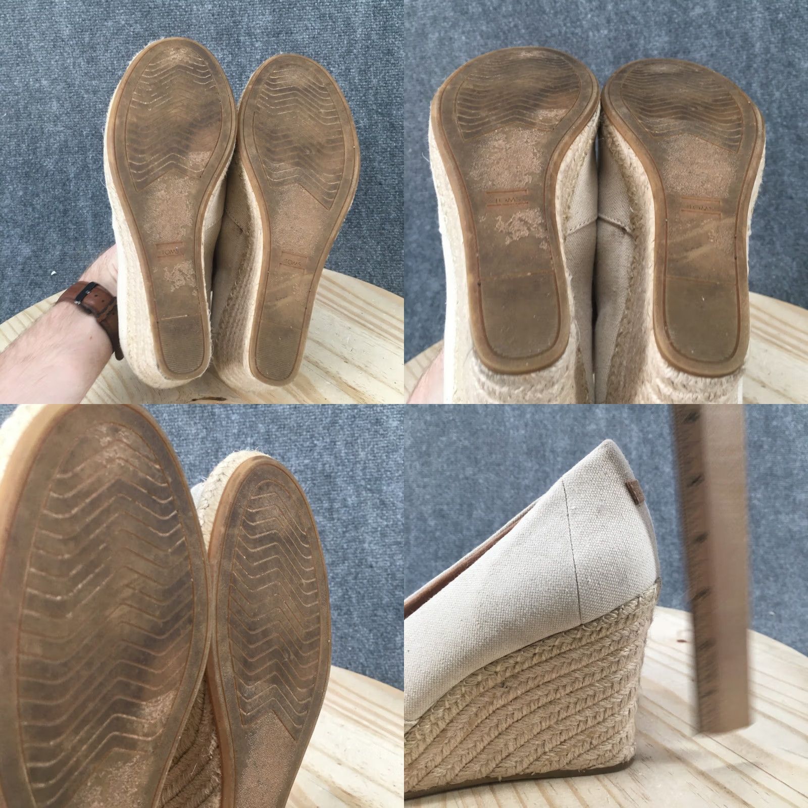 Toms Toms Sandals Womens 11 Michelle Wedge Espadrilles Beige Casual Slip On Peep Toe Size US 11 / IT 41 - 8 Thumbnail