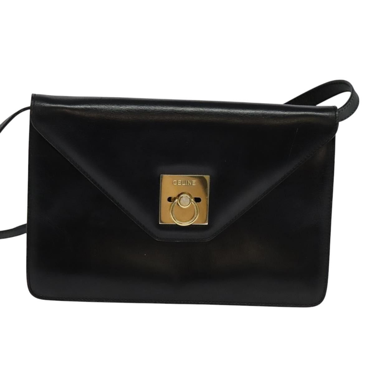 Celine CELINE Shoulder Bag Leather Black Gold Size ONE SIZE - 2 Thumbnail