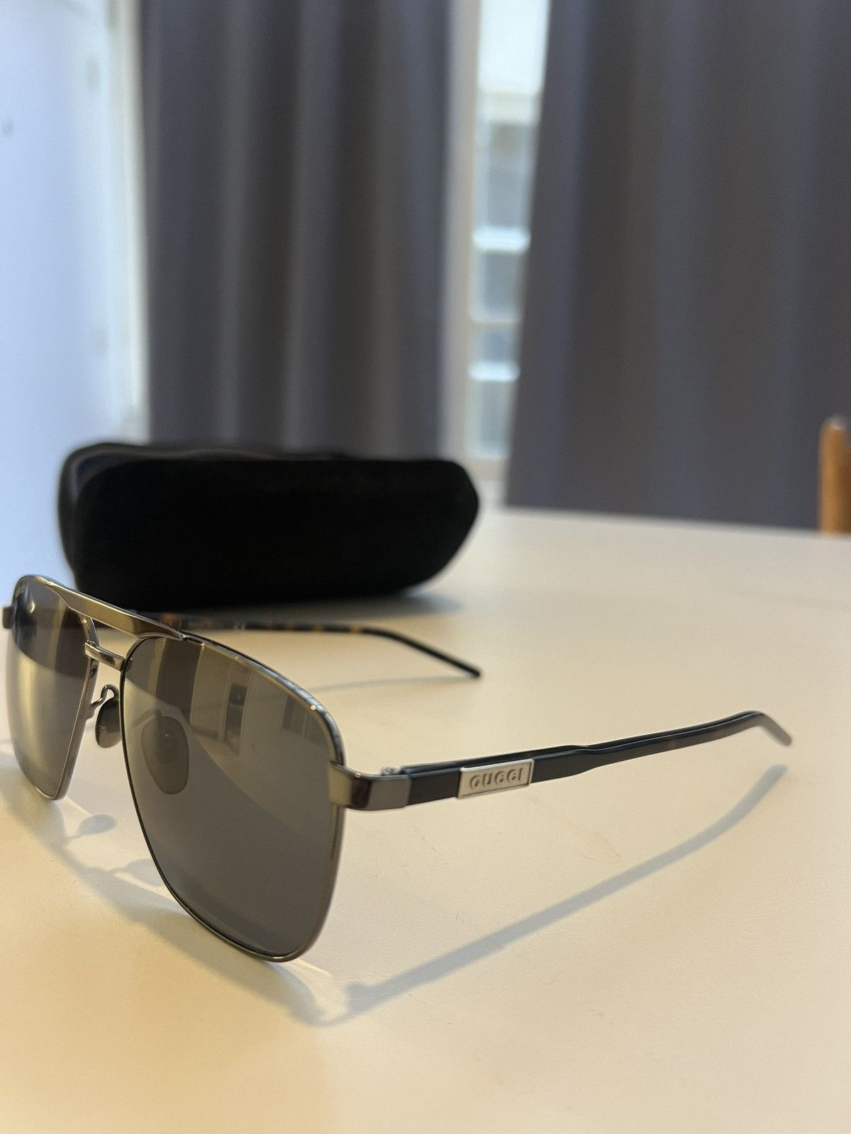 Gucci Gucci Men’s Sunglasses Black Lenses Brown Brim Size ONE SIZE - 2 Thumbnail