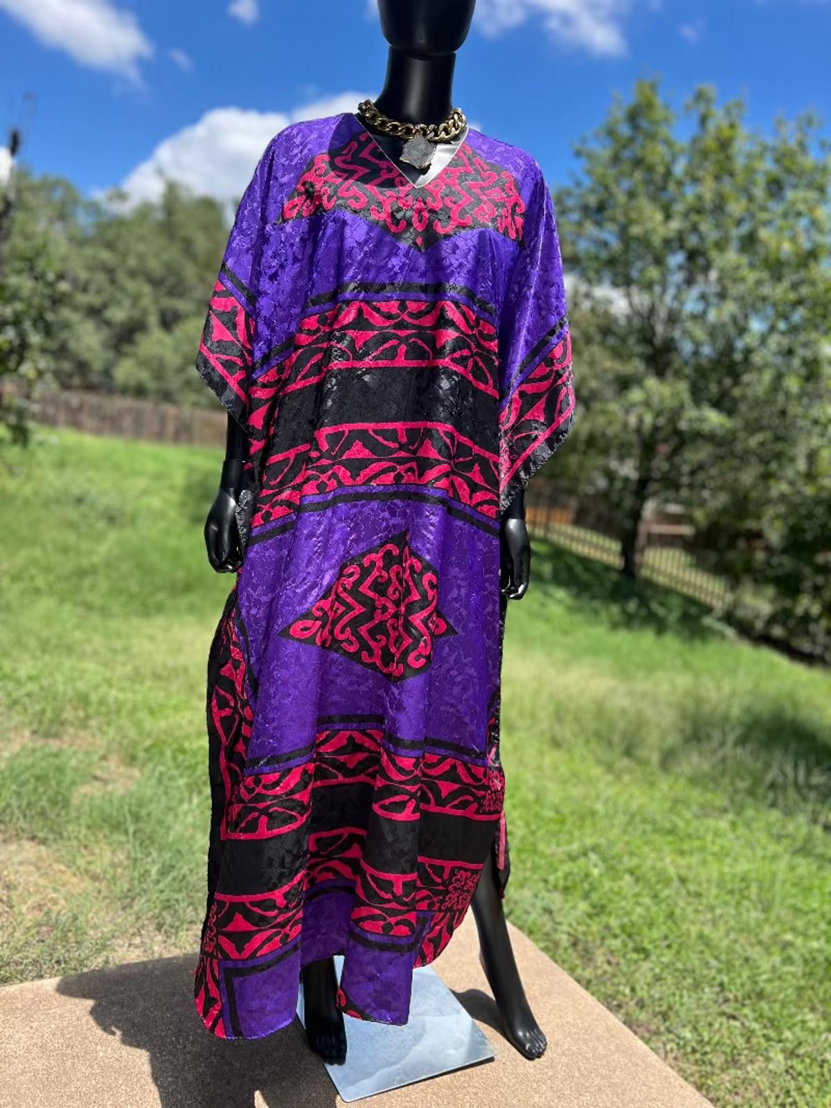 Other Violet & Red Geometric Winslar Kaftan 80s Size ONE SIZE - 3 Thumbnail