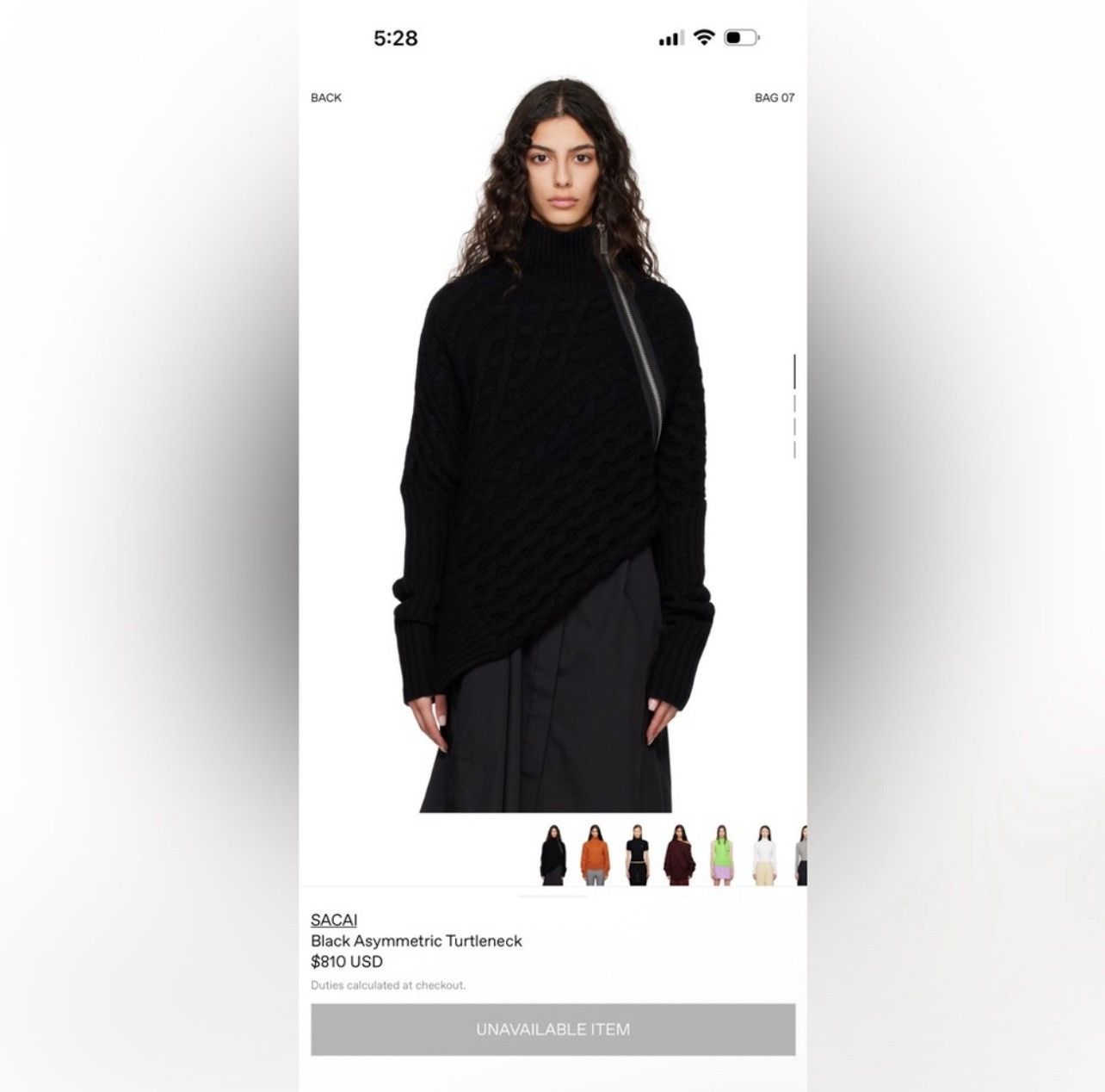 Sacai Sacai Black Asymmetric Turtleneck Sweater Size M / US 6-8 / IT 42-44 - 1 Thumbnail