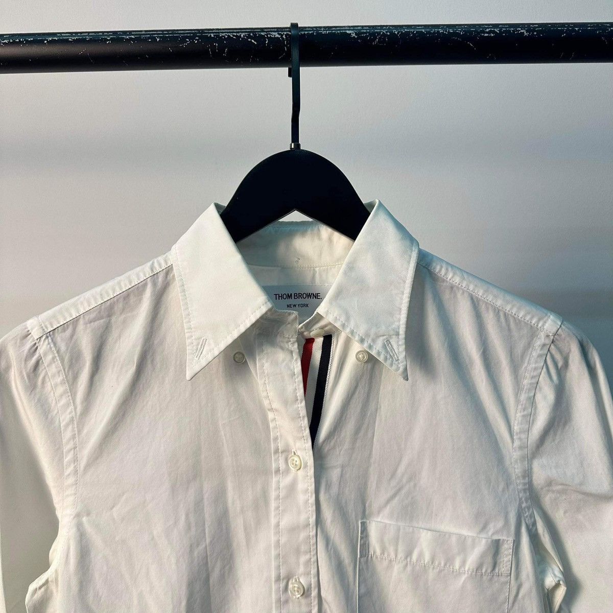 THOM BROWNE STRIPED POPLIN SHIRT