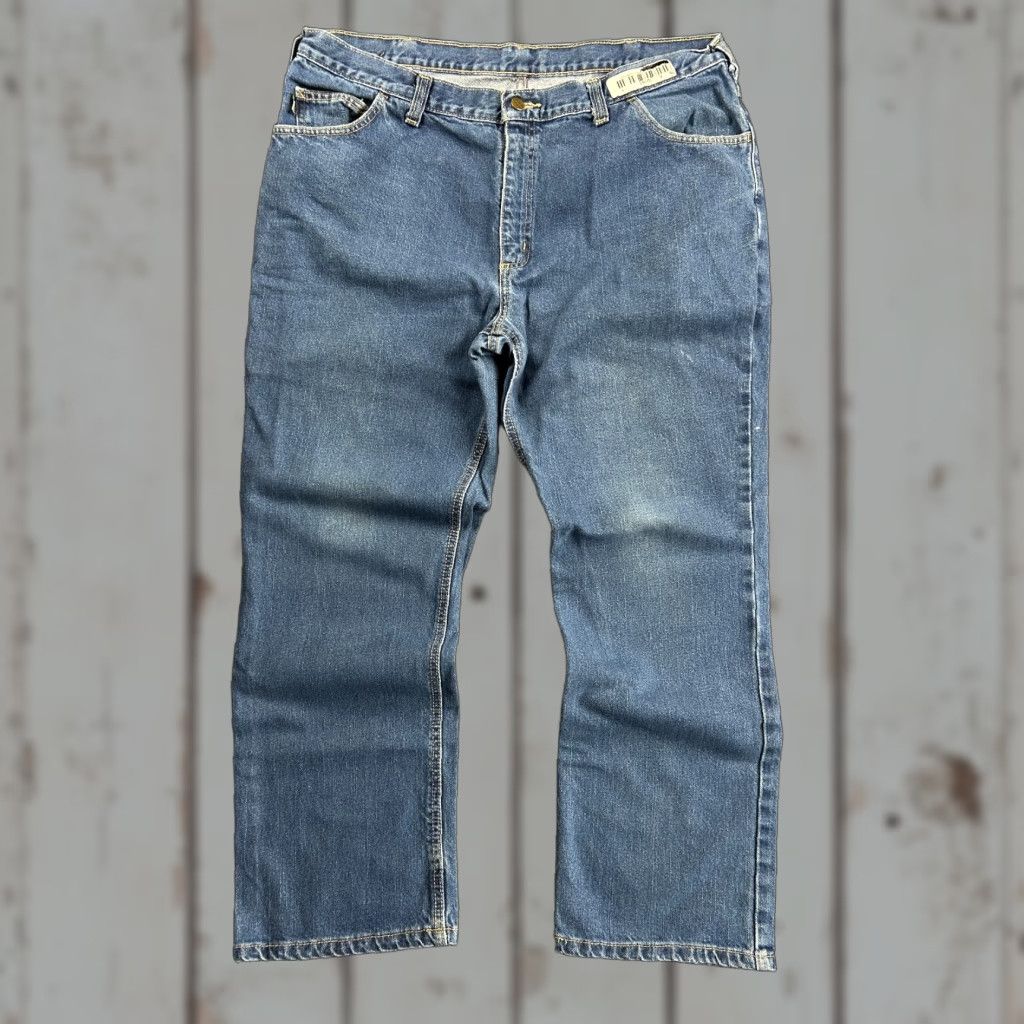 Carhartt VINTAGE Carhartt Jeans 40 x 30 Denim Flame-Resistant Distressed Workwear 5-Pocket Mens Blue 90s Band Rock USA Denim Size US 40 / EU 56 - 1 Thumbnail