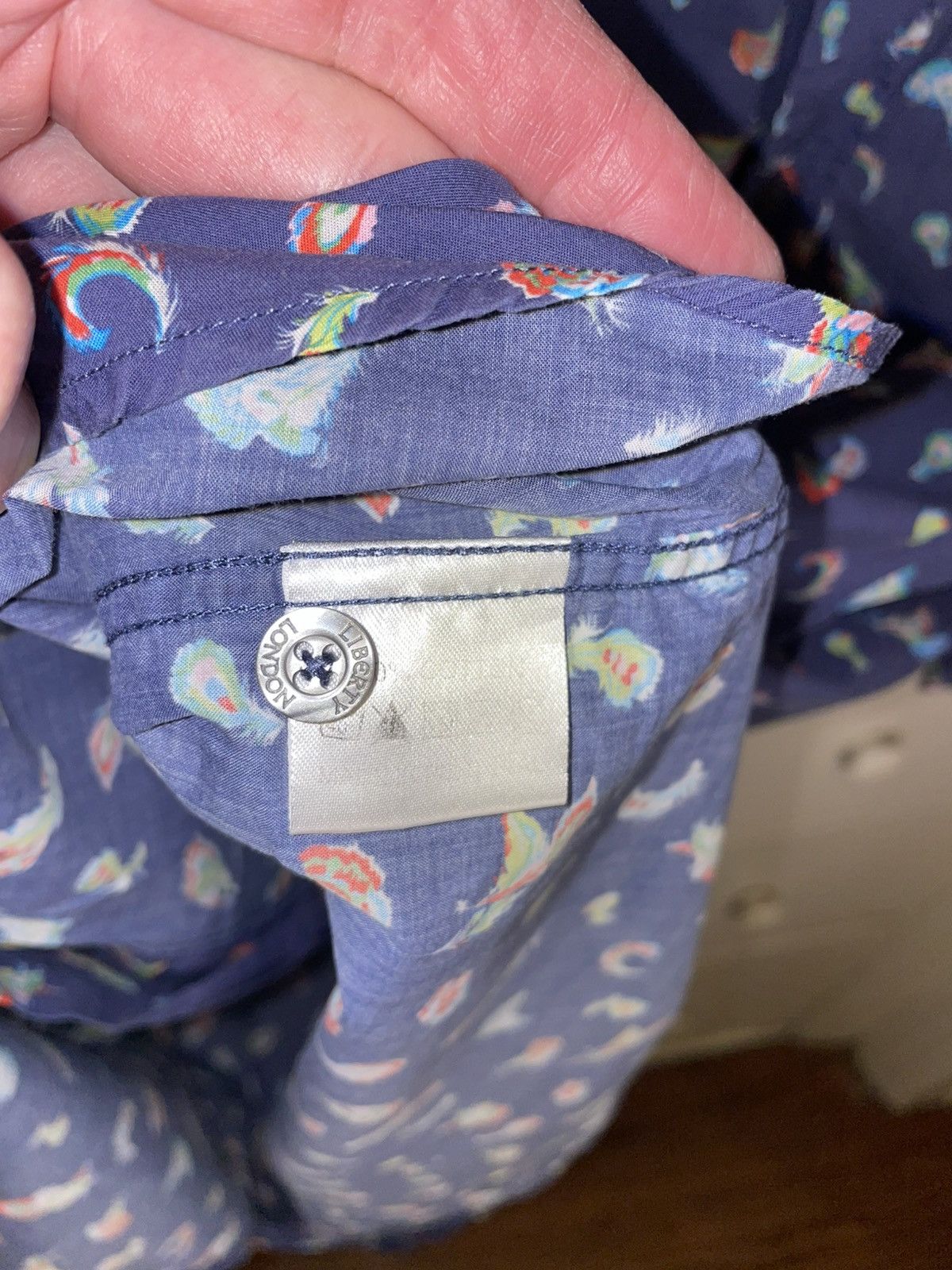 Liberty Liberty of London short sleeve button down, blue paisley, XL Size US XL / EU 56 / 4 - 6 Thumbnail