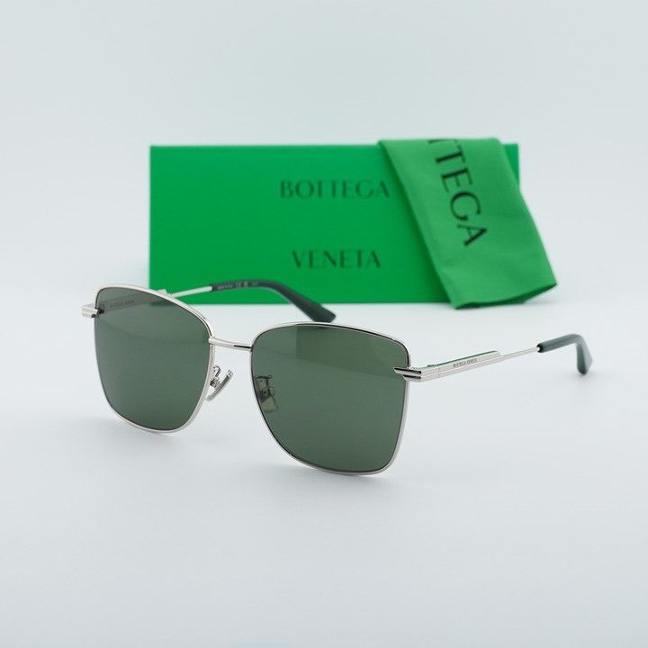 Bottega Veneta Bottega Veneta BV1237S 003 Sunglasses Silver Square Frame Size ONE SIZE - 12 Thumbnail