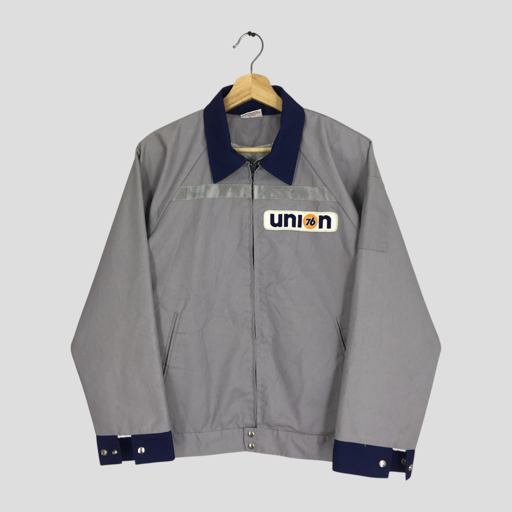 Japanese Brand Vintage 76 Lubricants Union Gasoline Motor Oil Gray Jacket Size US M / EU 48-50 / 2 - 1 Thumbnail