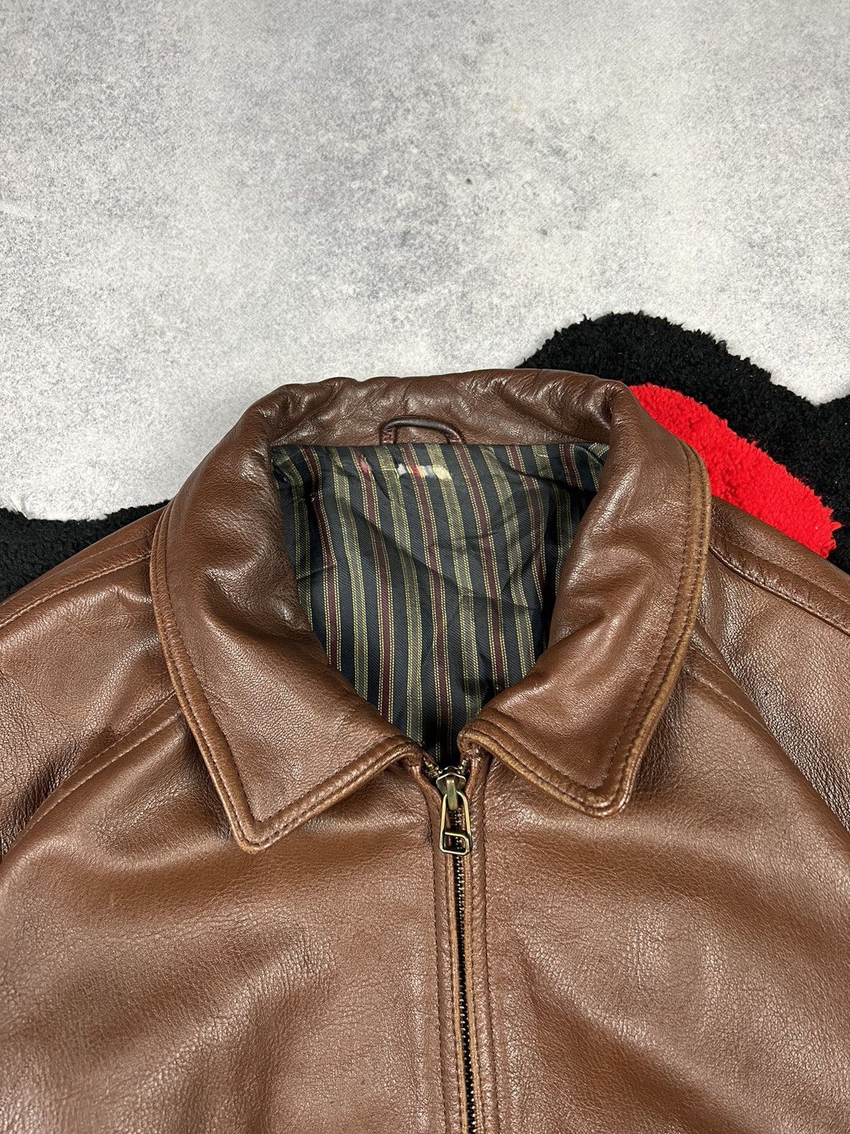 Genuine Leather Vintage Brown Boxy Soft Leather Bomber USA Faded Jacket Size US XL / EU 56 / 4 - 8 Thumbnail