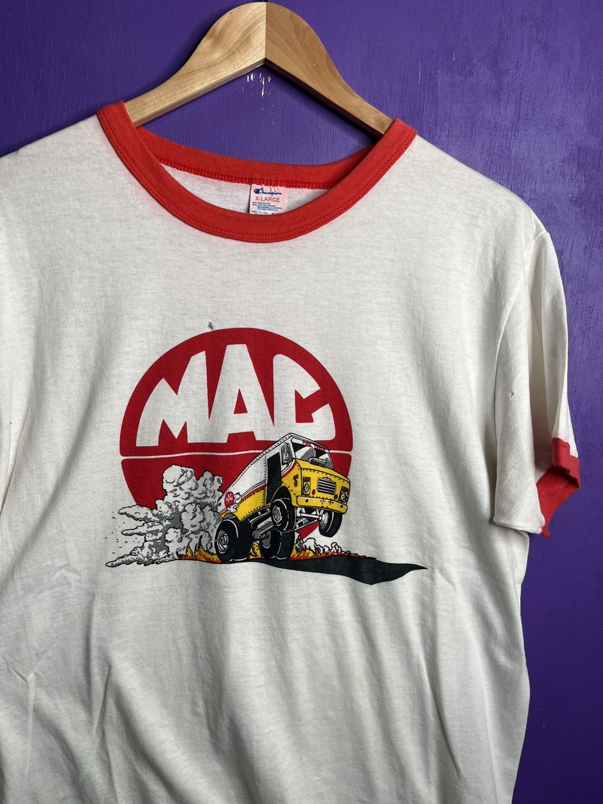 Champion × Vintage Vintage 80s Champion MAC tools ringer t-shirt Size US L / EU 52-54 / 3 - 3 Thumbnail