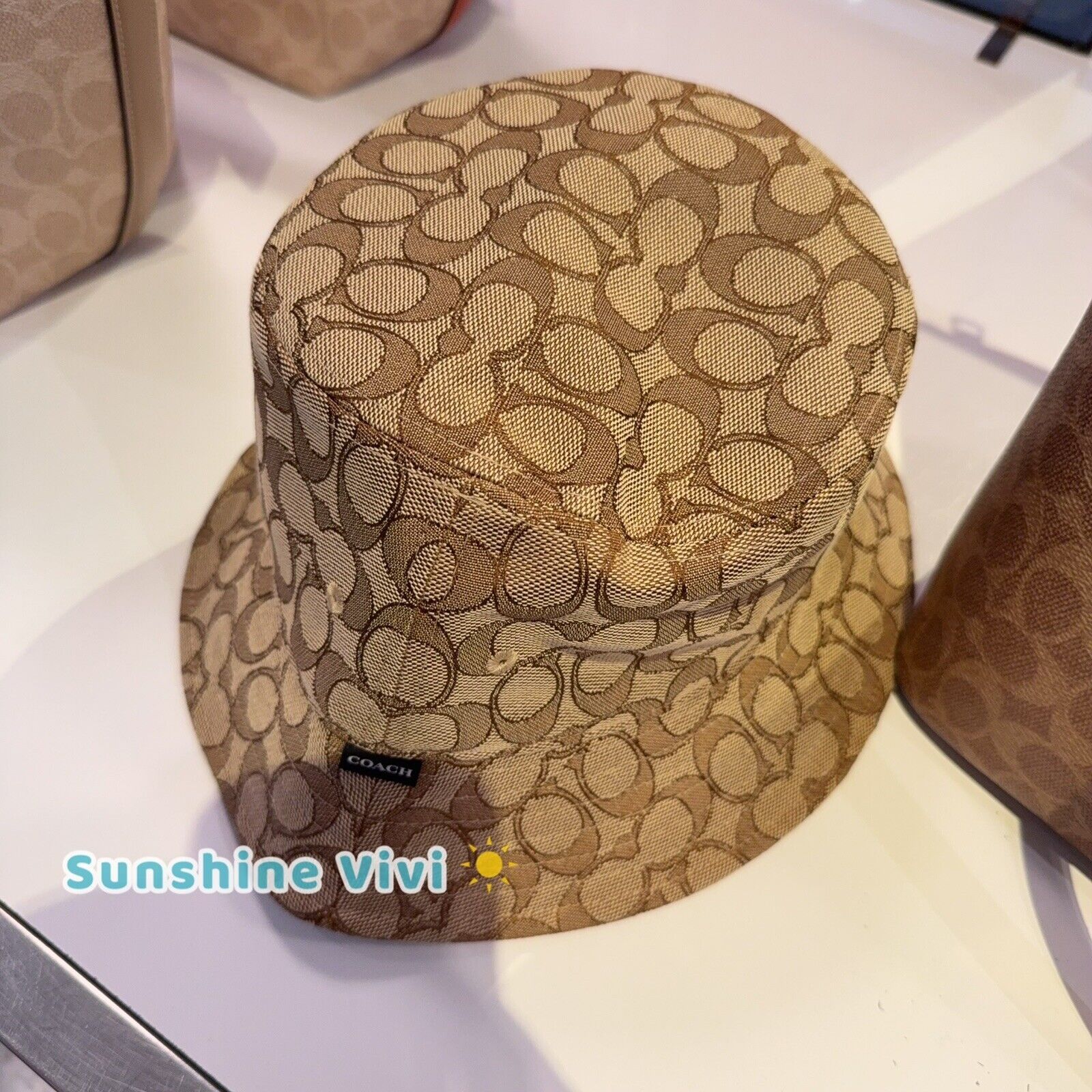 Coach NWT Coach Signature Jacquard Bucket Hat CH401 KHAKI M/L Size ONE SIZE - 8 Thumbnail
