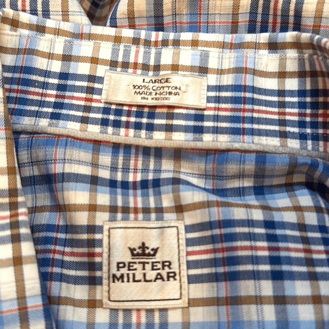 Peter Millar Peter Millar Mens Blue Plaid Button Down Long Sleeve Shirt L Large Multicolor Mens Size US L / EU 52-54 / 3 - 5 Thumbnail