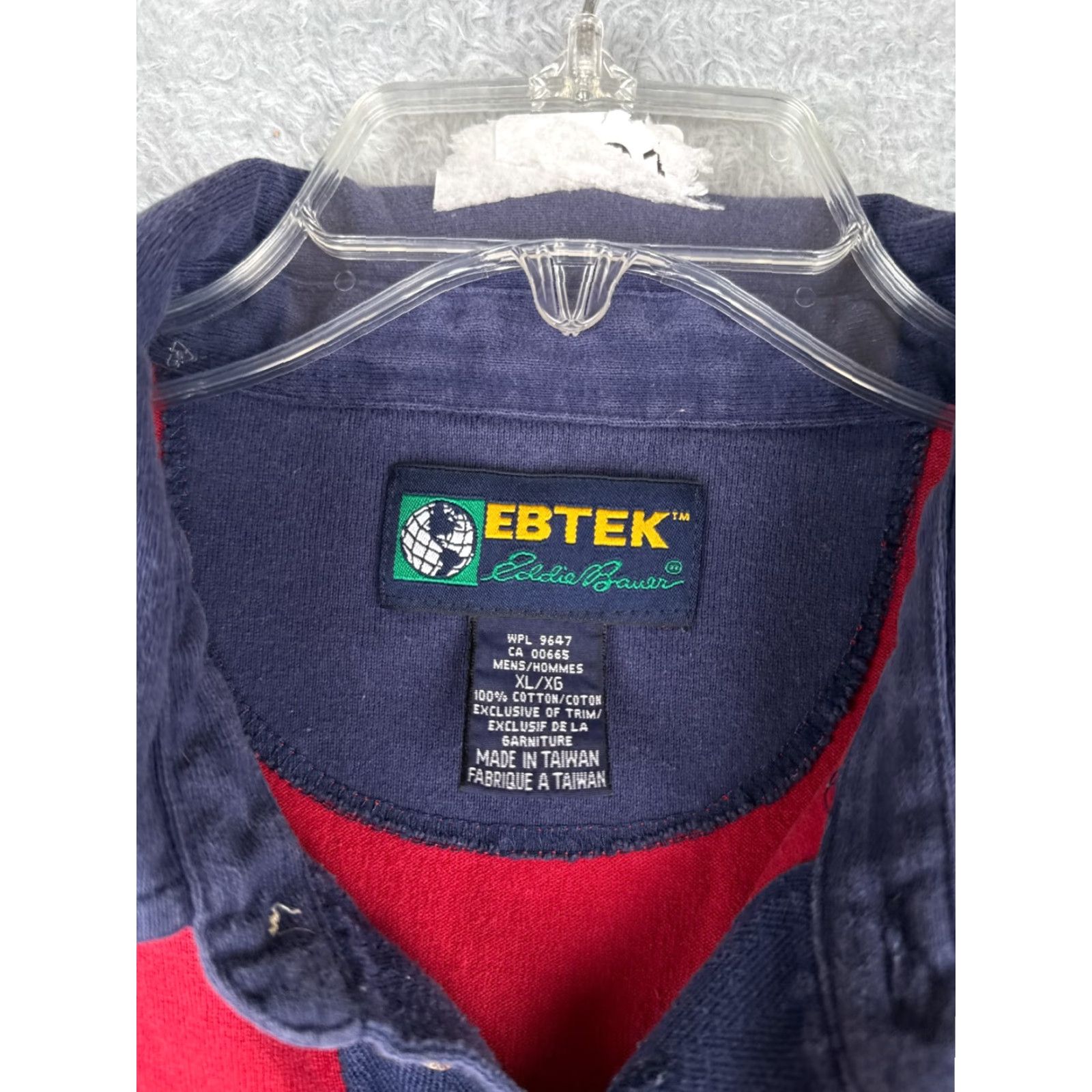 Eddie Bauer VINTAGE Eddie Bauer Polo Shirt Men XL Red Cotton Shirt Long Sleeve Polo EBTEK Striped Embroidered Logo Men's Polo Shirts 1960s 70s 80s Size US XL / EU 56 / 4 - 7 Thumbnail