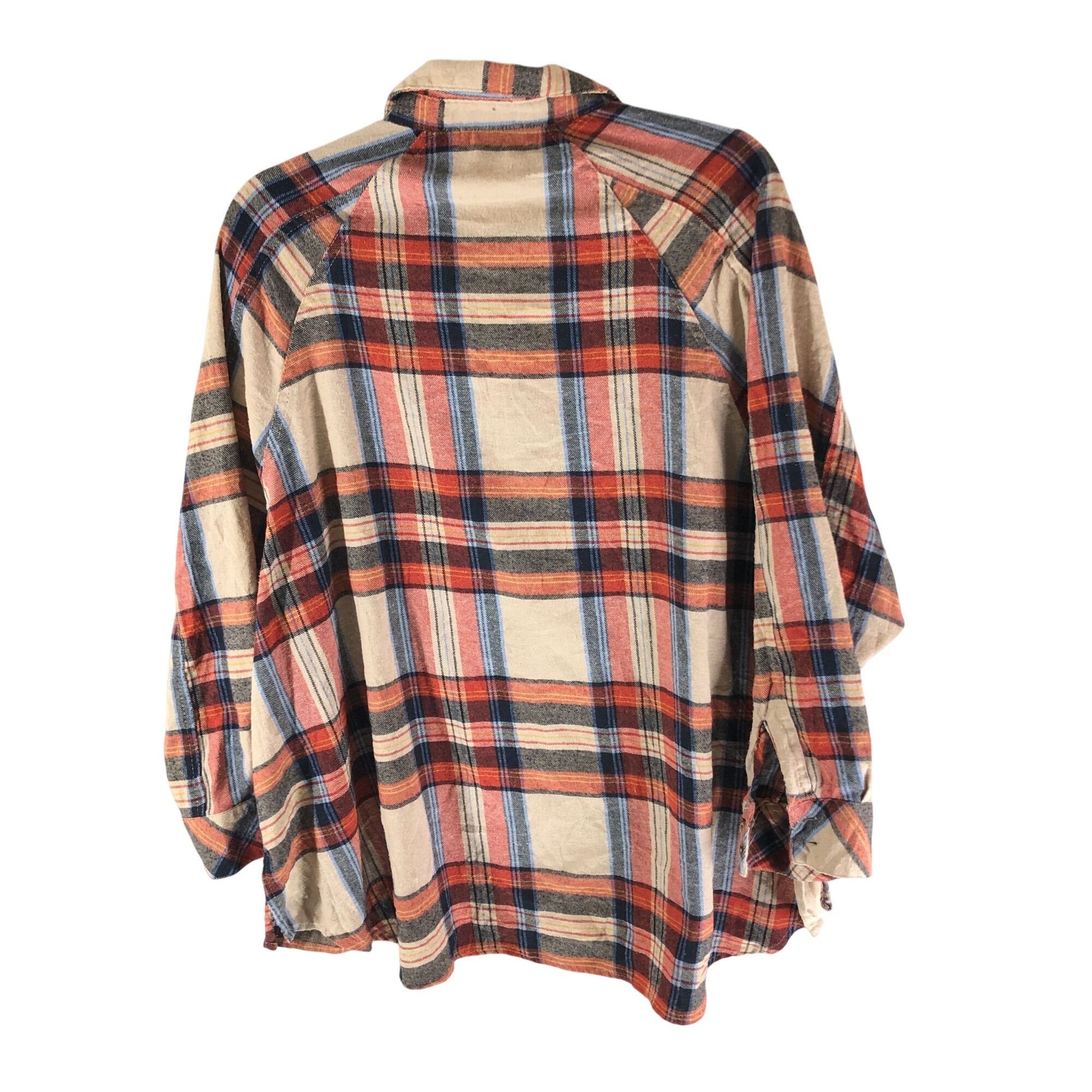 Other Like An Angel Plaid Button-Up Flannel Shirt Red Beige Blue C Size M / US 6-8 / IT 42-44 - 2 Thumbnail