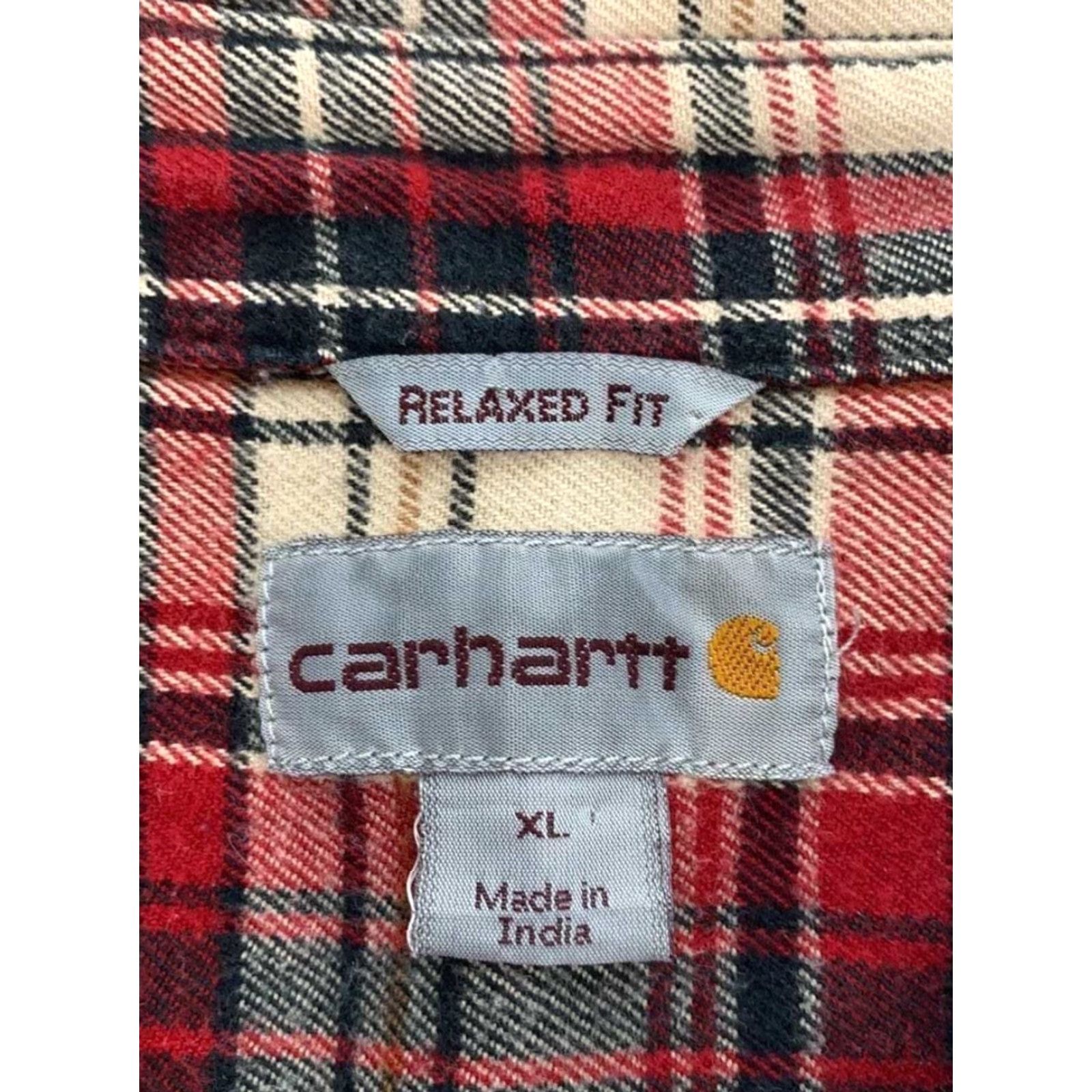 Carhartt VINTAGE Carhartt Long Sleeve Plaid Flannel Shirt Red Beige XL Relaxed Fit 101295 608 EUC Size US XL / EU 56 / 4 - 4 Thumbnail