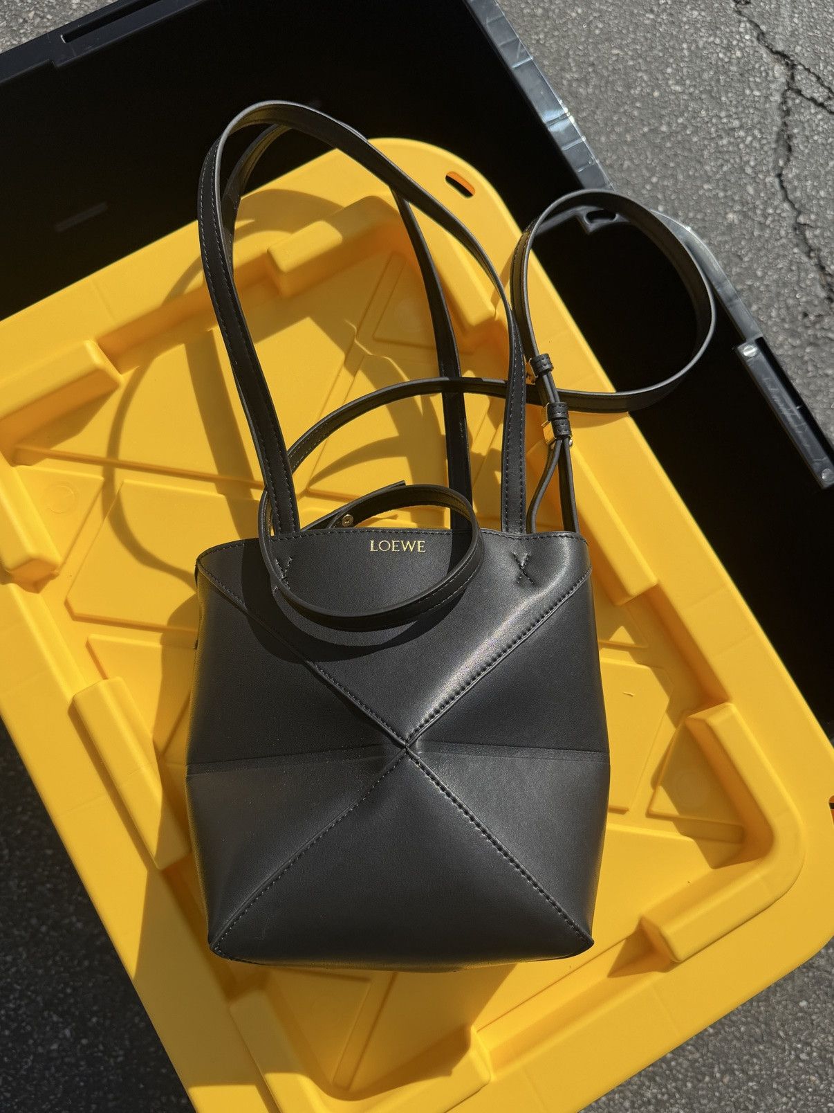 Loewe Loewe Puzzle Fold Mini Tote — Black Size ONE SIZE - 1 Thumbnail