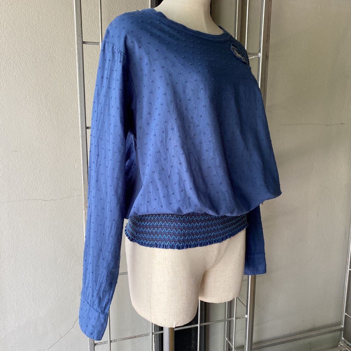 Ne-Net Ne-Net Blue Textured Long Sleeve Blouse Size XS / US 0-2 / IT 36-38 - 17 Thumbnail