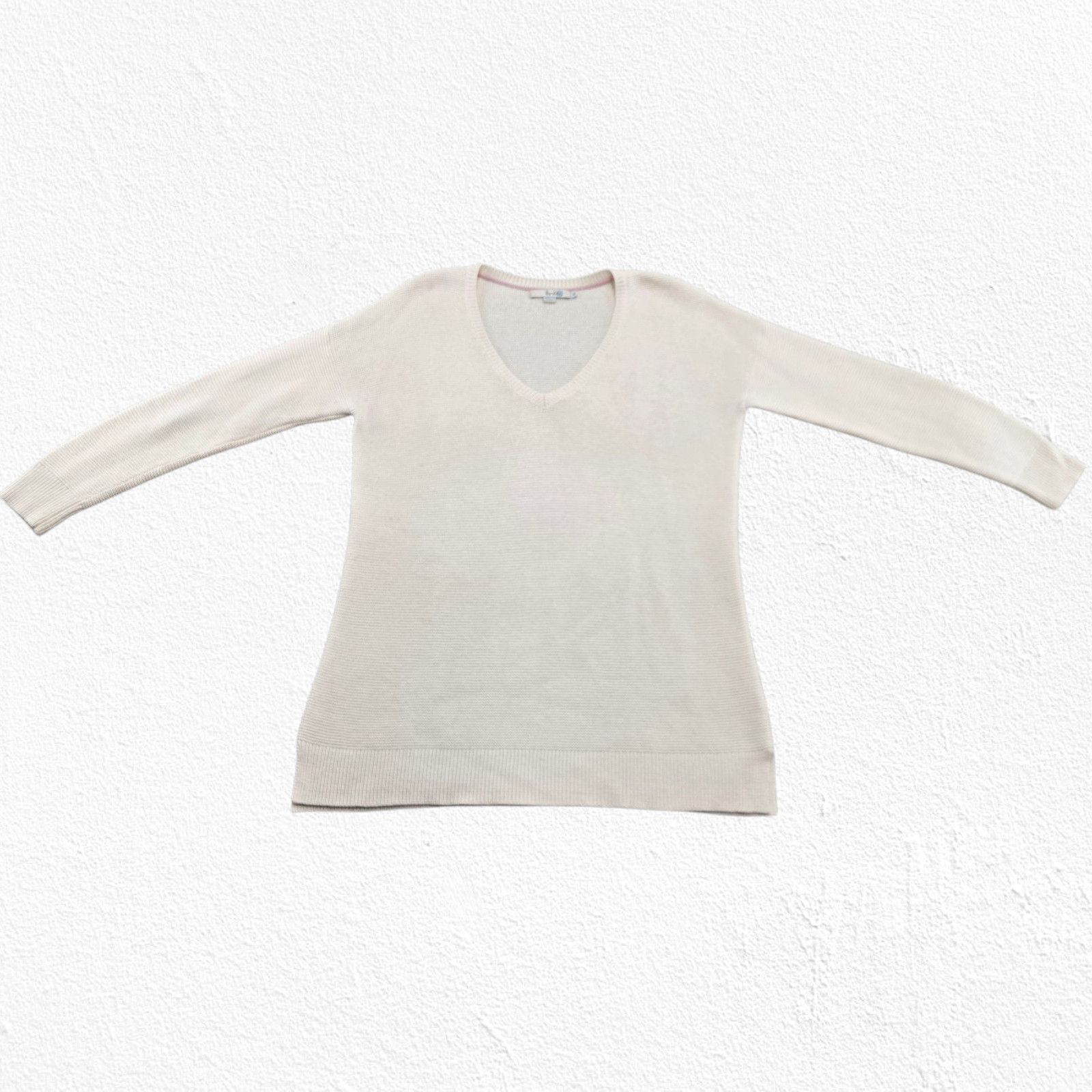 Boden Boden Cream Wool Blend Minimalist V-Neck Sweater Size Medium Size M / US 6-8 / IT 42-44 - 3 Thumbnail