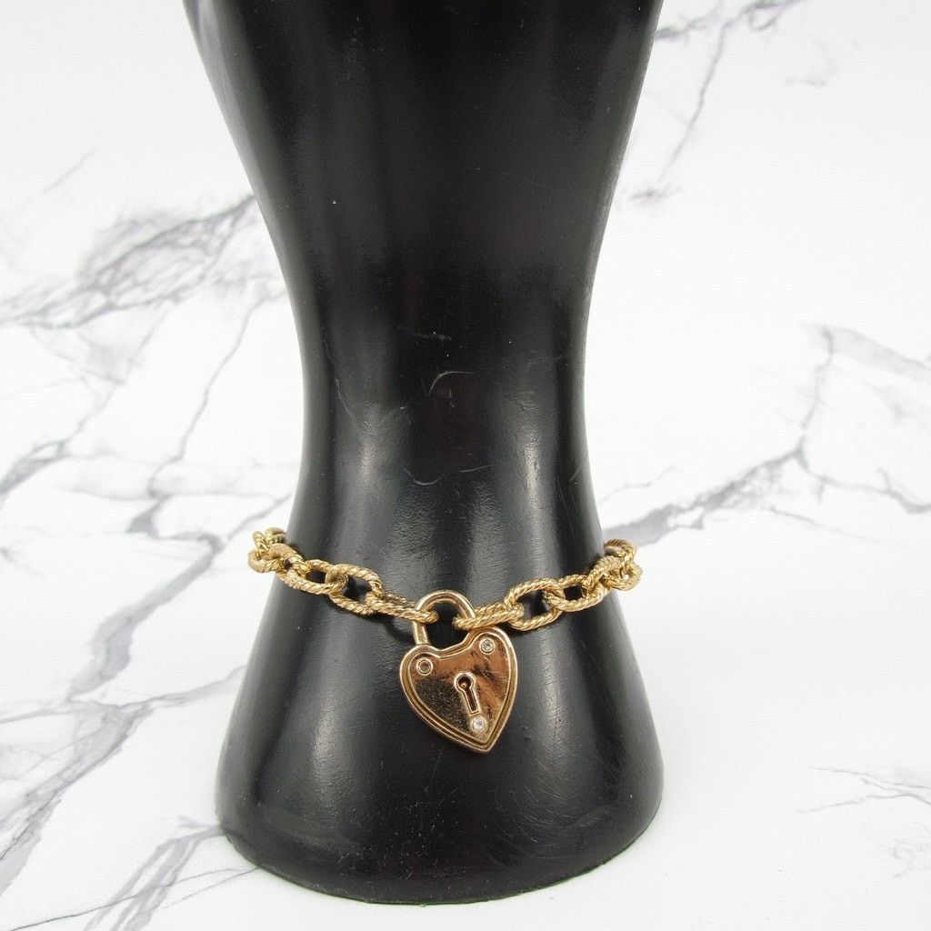 Juicy Couture Juicy Couture Vintage Gold Tone Logo Heart Lock Bracelet Size ONE SIZE - 4 Thumbnail