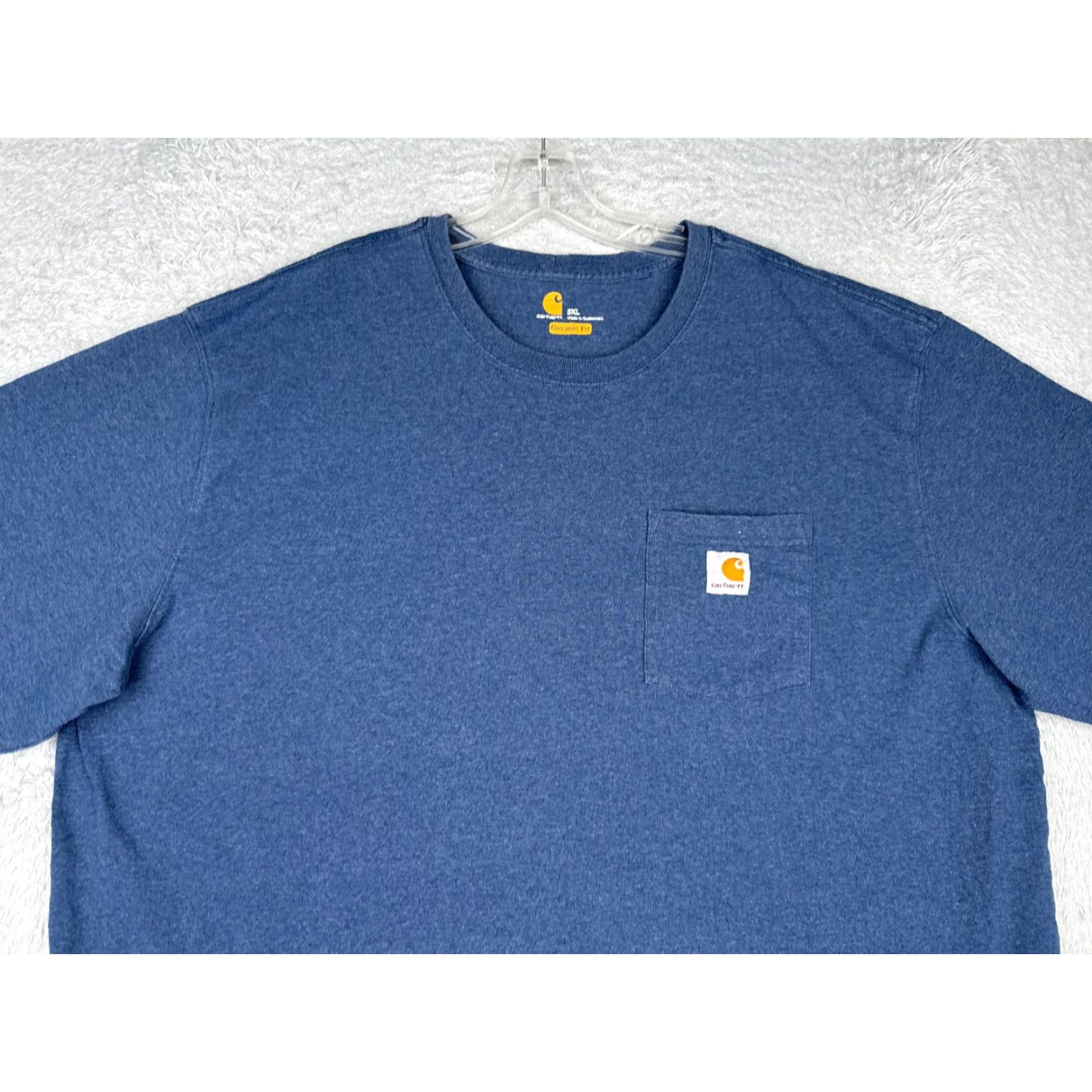 Carhartt Carhartt Men Shirt 3XL Blue Short Sleeve Pocket Crew Neck Cotton Blend T-Shirt Work Modern American Men’s K87 Size US XXL / EU 58 / 5 - 4 Thumbnail