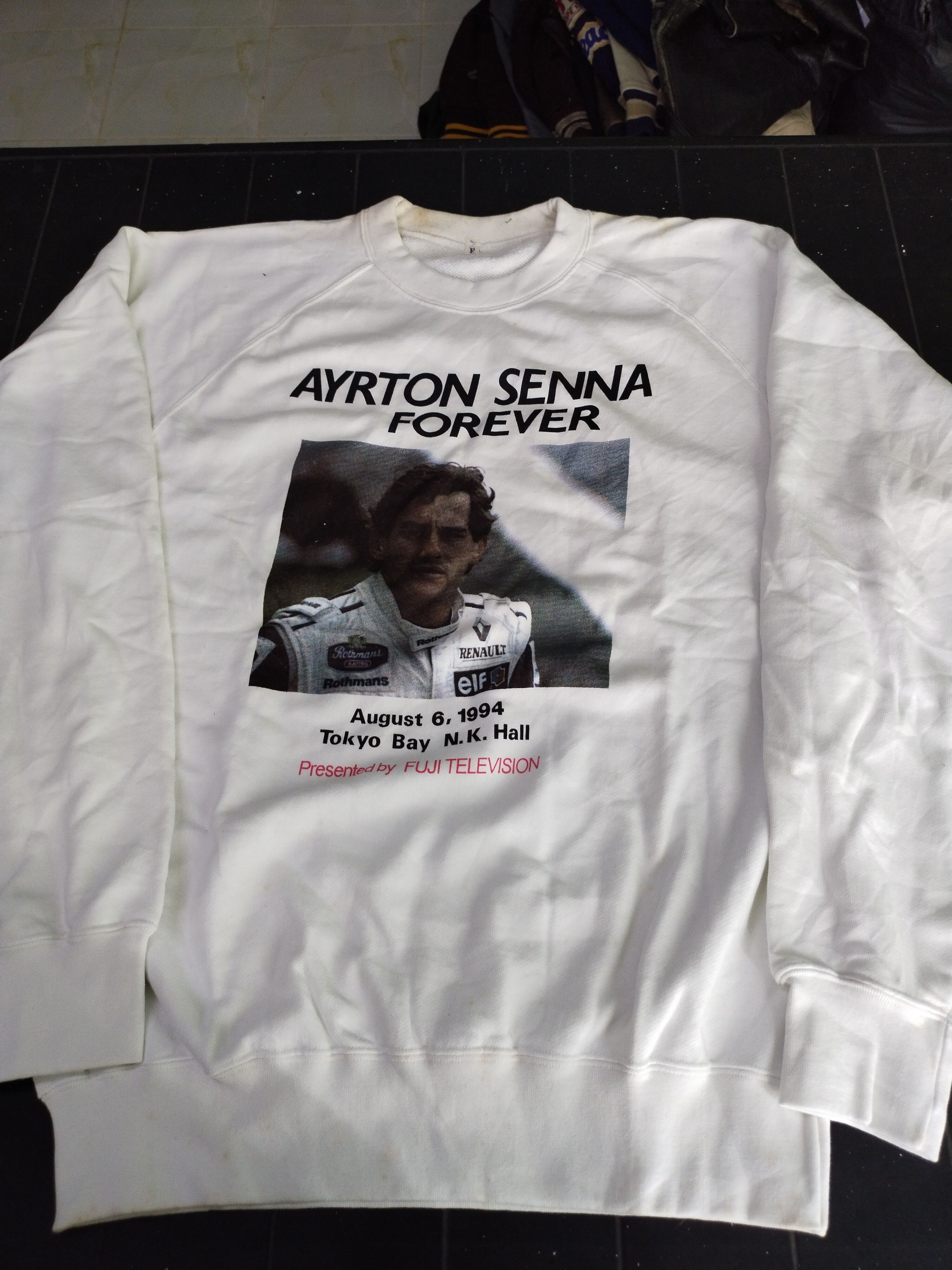 Japanese Brand × Vintage 90's Vintage Racing Ayrton Senna Rare White Sweatshirt Size US M / EU 48-50 / 2 - 2 Thumbnail