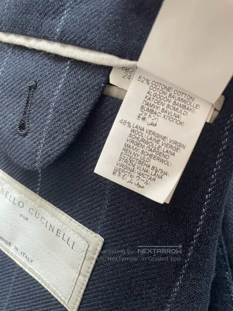 Brunello Cucinelli Brunello Cucinelli Men's Chalk Stripe Single Breasted Suit Size 50L - 7 Thumbnail