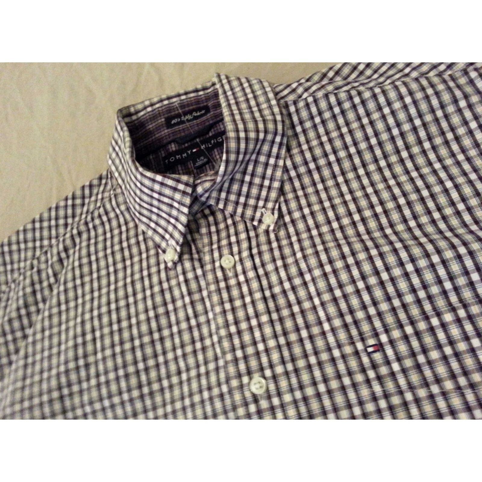 Tommy Hilfiger Mens Tommy Hilfiger Dress Shirt L Large Cotton Long Sleeve Multicolor Button Shirt Mens Size 42R - 4 Thumbnail