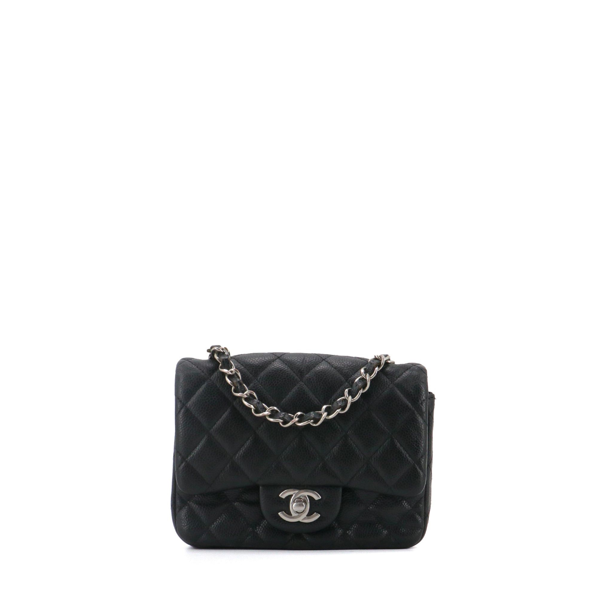 Chanel - Chanel Timeless Mini Square Shoulder Bag In Black Caviar Leather, Women's