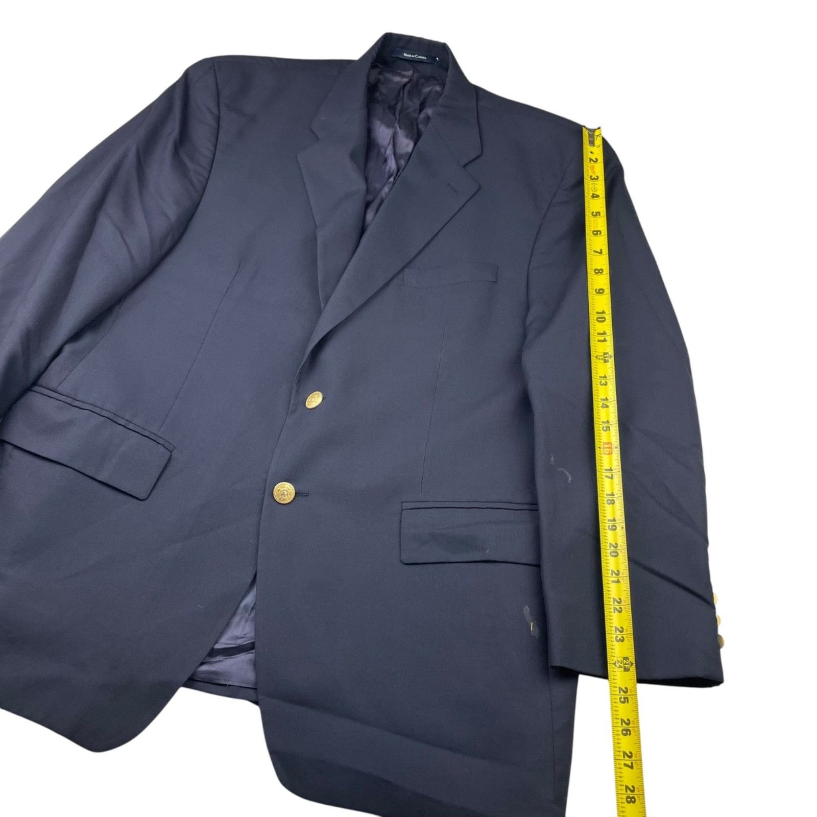 Chaps Chaps Ralph Lauren Men's 100% Wool Gold Buttons 2-Button Bla Size 44R - 14 Thumbnail