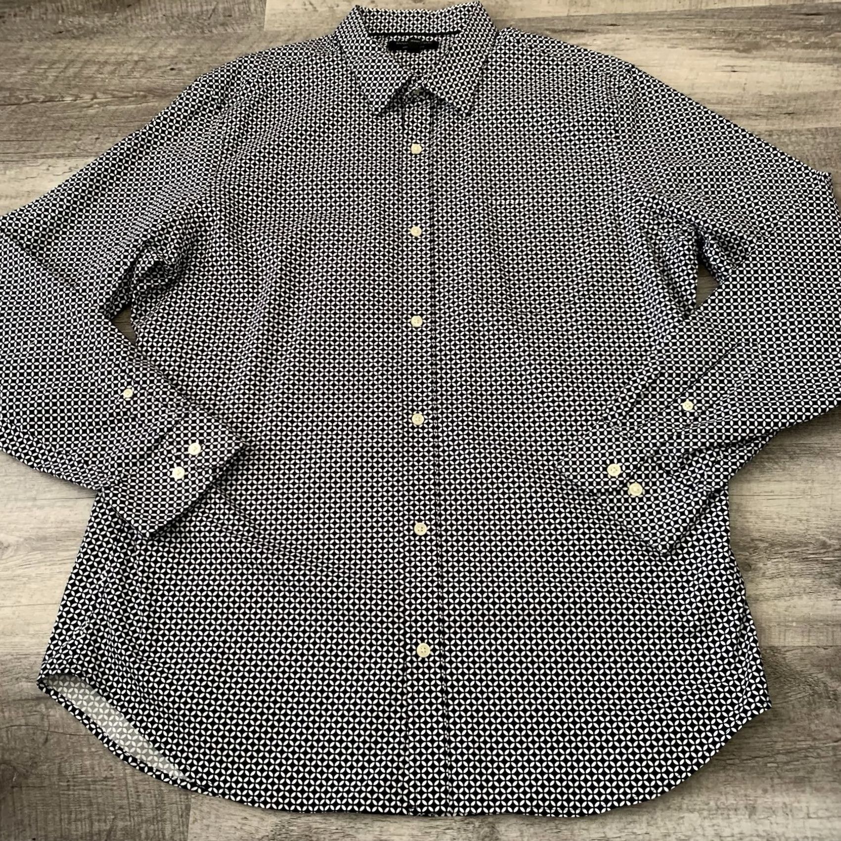Banana Republic Banana Republic Shirt Mens XL Non Iron Slim Fit Long Sleeve Button Up Geometric Size US XL / EU 56 / 4 - 8 Thumbnail