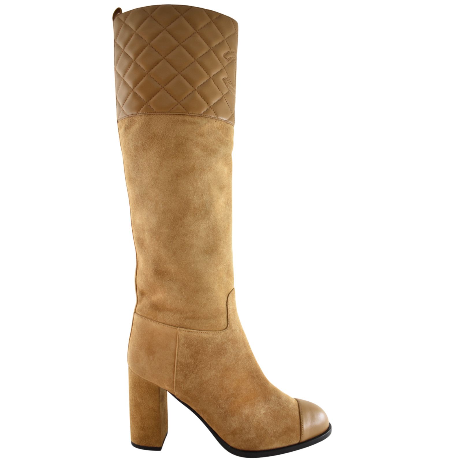 Chanel Chanel 23B Suede Quilted Leather CC Knee High Boots 39.5 Size US 9.5 / IT 39.5 - 1 Thumbnail