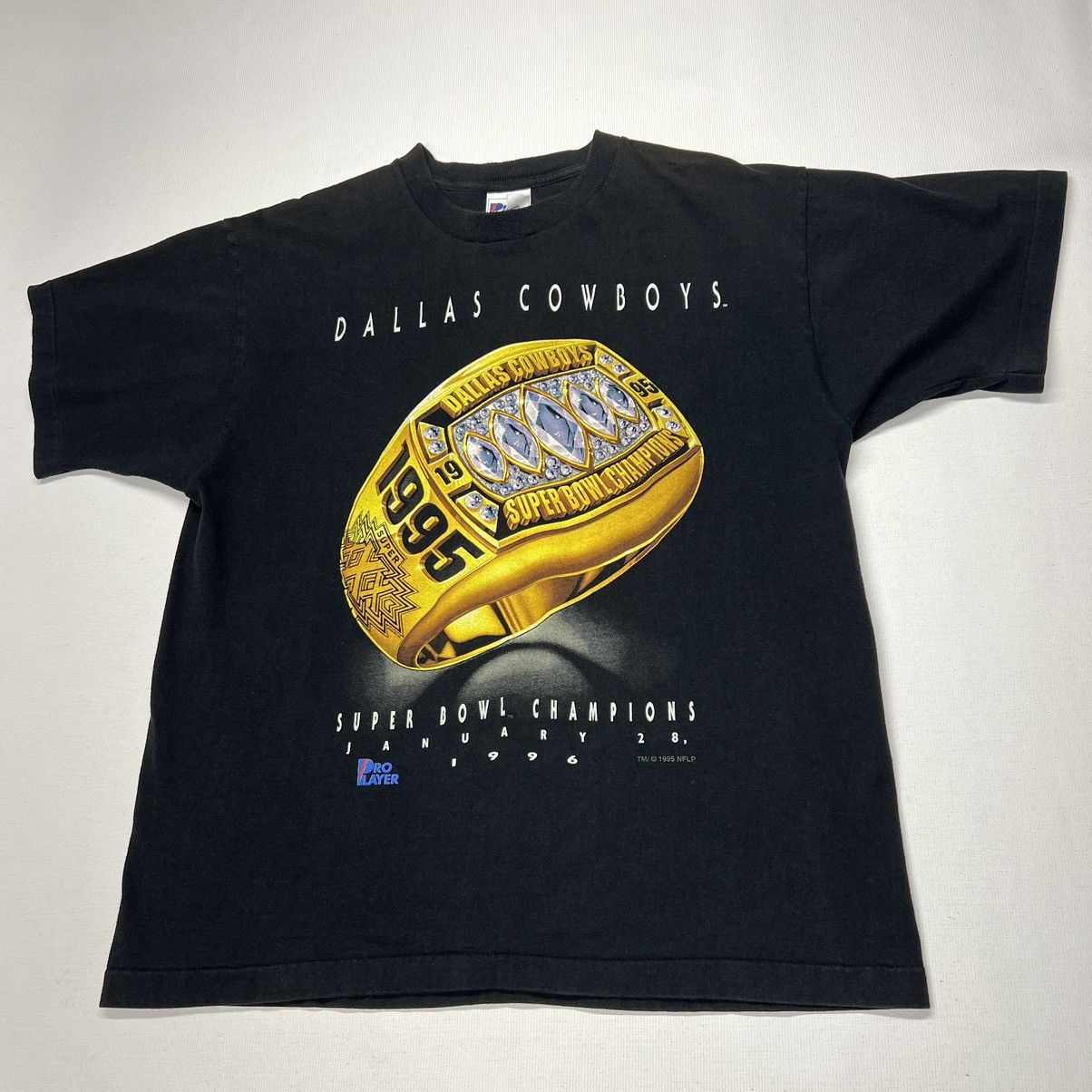 Pro Player × Vintage VTG Dallas Cowboys Tee Shirt Black Ring Super Bowl Champion Size US L / EU 52-54 / 3 - 1 Thumbnail