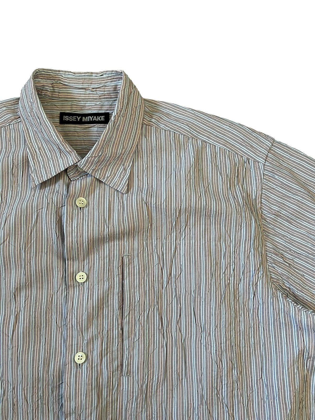 Issey Miyake Issey Miyake Main Line Wrinkle Processed Stripe Button Shirt Size US XL / EU 56 / 4 - 8 Thumbnail