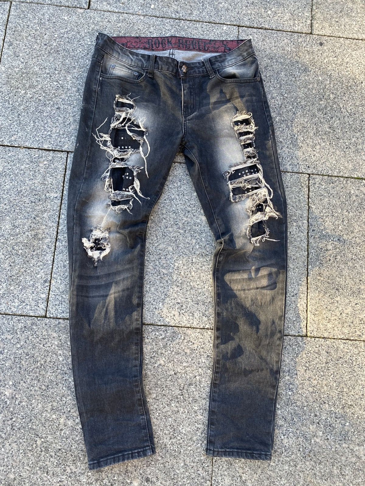 Vintage Black distressed jeans Size US 36 / EU 52 - 1 Thumbnail