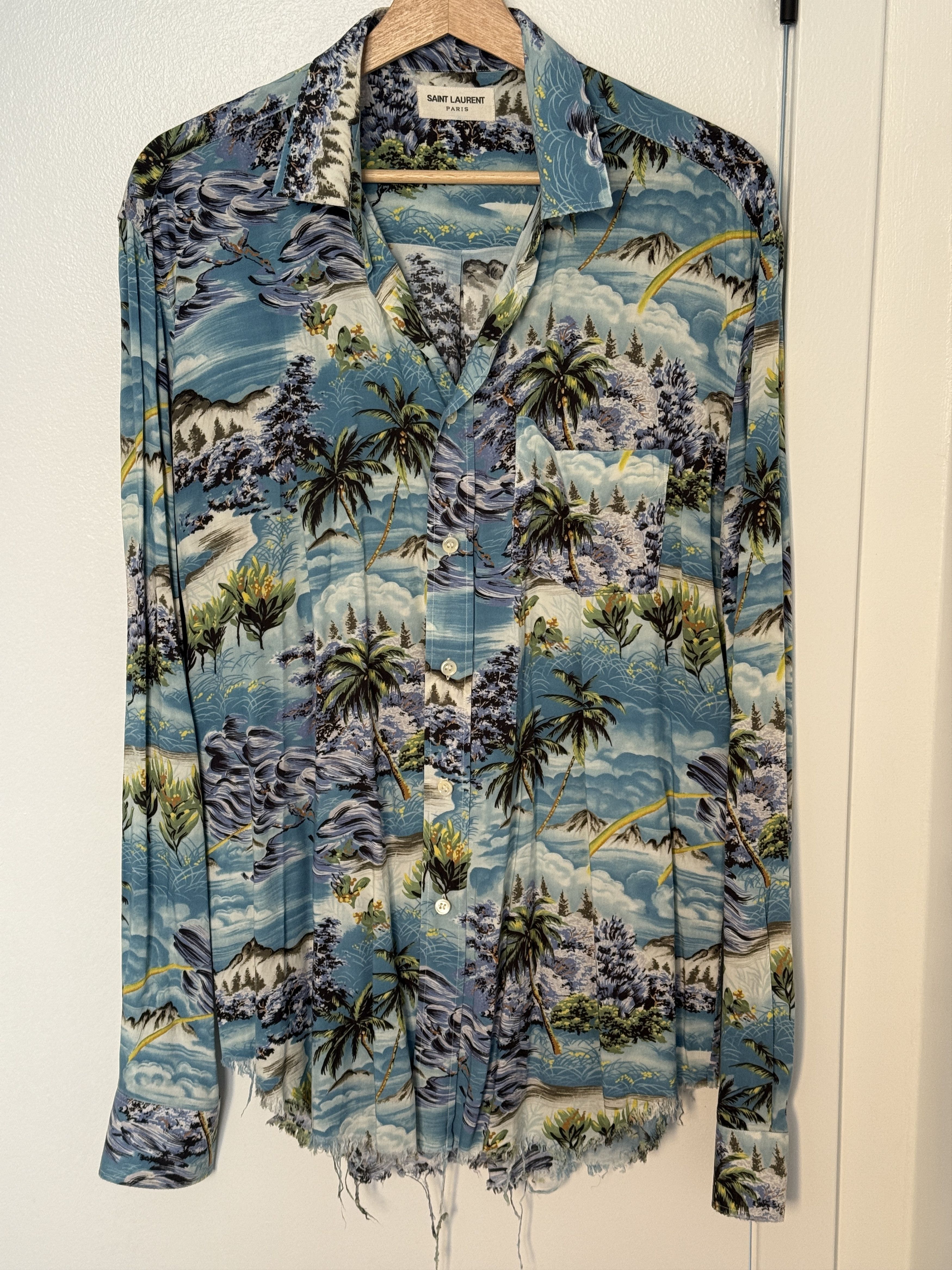Saint Laurent Paris SS16 Raw Hem Hawaiian Shirt Size US M / EU 48-50 / 2 - 1 Thumbnail