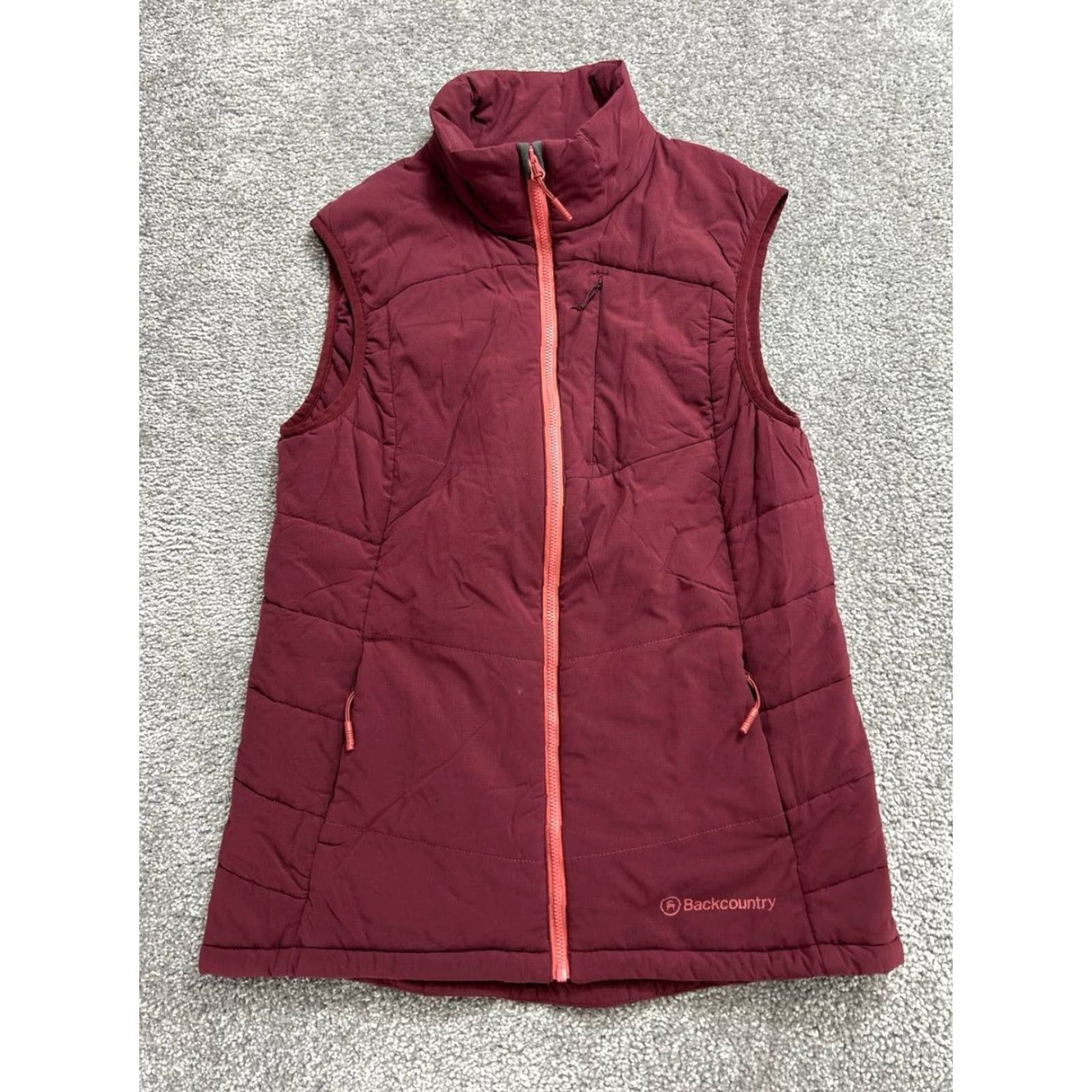 Vintage Backcountry Puffer Vest Womens Medium Red Full Zip Thermal Insulation Mock Neck Jacket Vest Size M / US 6-8 / IT 42-44 - 2 Thumbnail