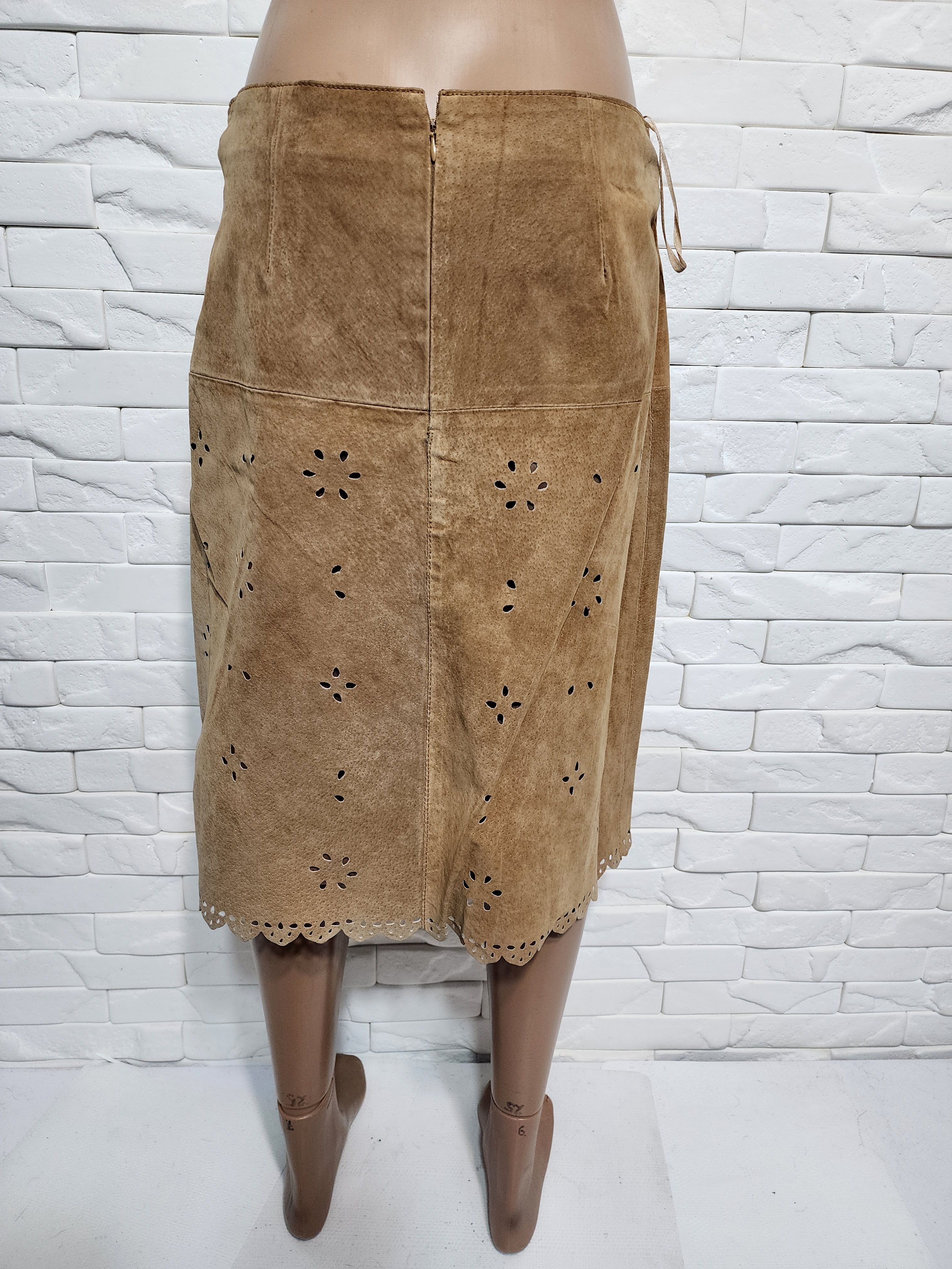 Other Genuine Brown Leather Skirt: Vintage 70s Style. Size 31" - 4 Thumbnail