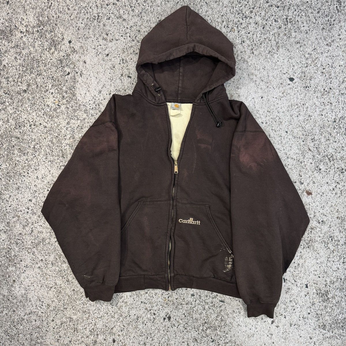 Vintage Carhartt Thrashed Faded Thermal Lined Zip Hoodie ERD GRUNGE Size US XXL / EU 58 / 5 - 5 Thumbnail