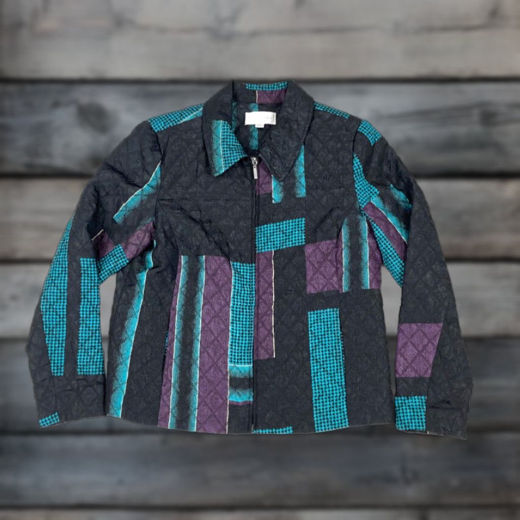 Pinko VTG 90s Multicolor Geometric Full-Zip Windbreaker Jacket Women's M Quilted Erin London Size M / US 6-8 / IT 42-44 - 1 Thumbnail