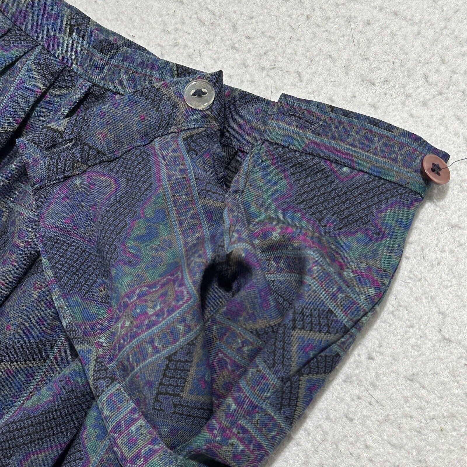 Other Vintage Herman Geist 10 A-Line Maxi Skirt Navy Ornate USA Size 32" / US 10 / IT 46 - 6 Thumbnail