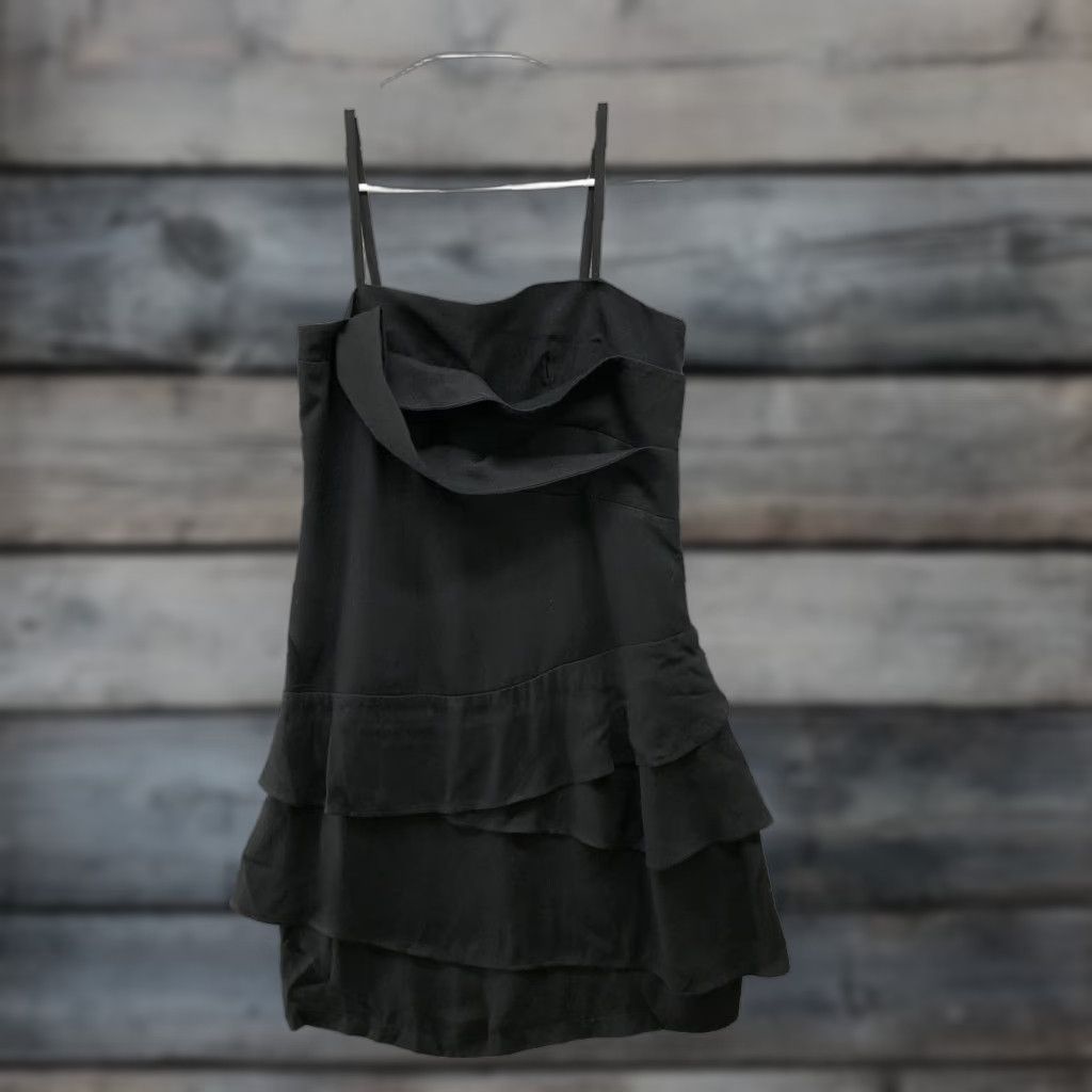 Tiffi Dress Women XS Black Cami Mini Ruffle Tiered Avant Garde Cocktail Formal Party Womens